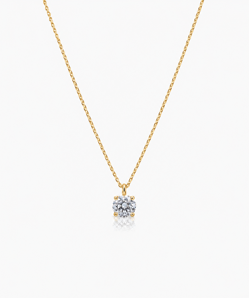 Orvielle Diamond Solitaire Necklace - 14K Yellow Gold Lab Grown Diamond