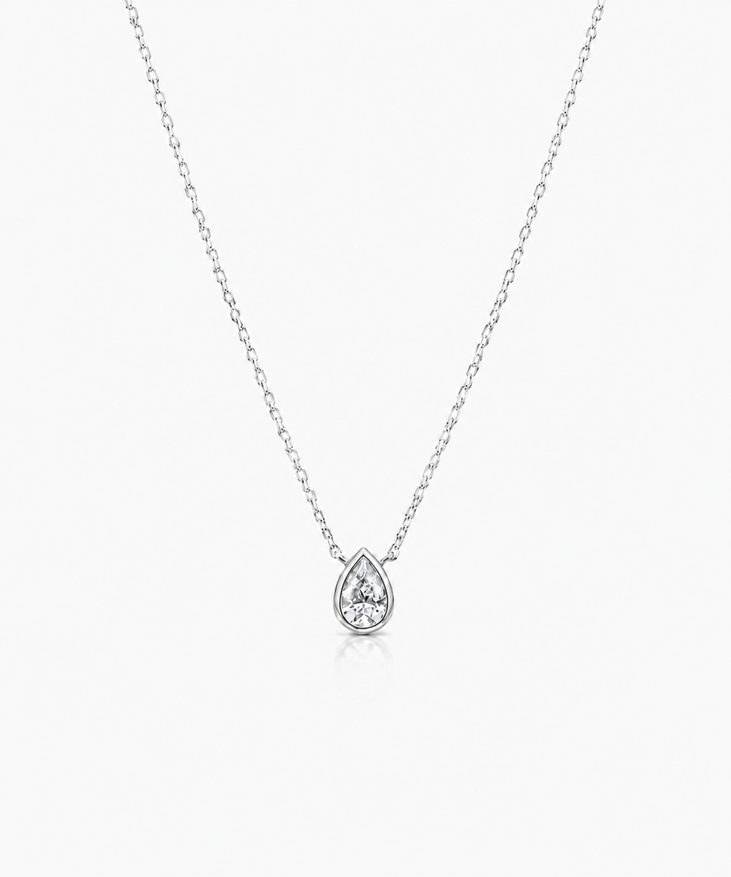 Lumi Pear Diamond Necklace - 14K White Gold Lab Grown Diamond