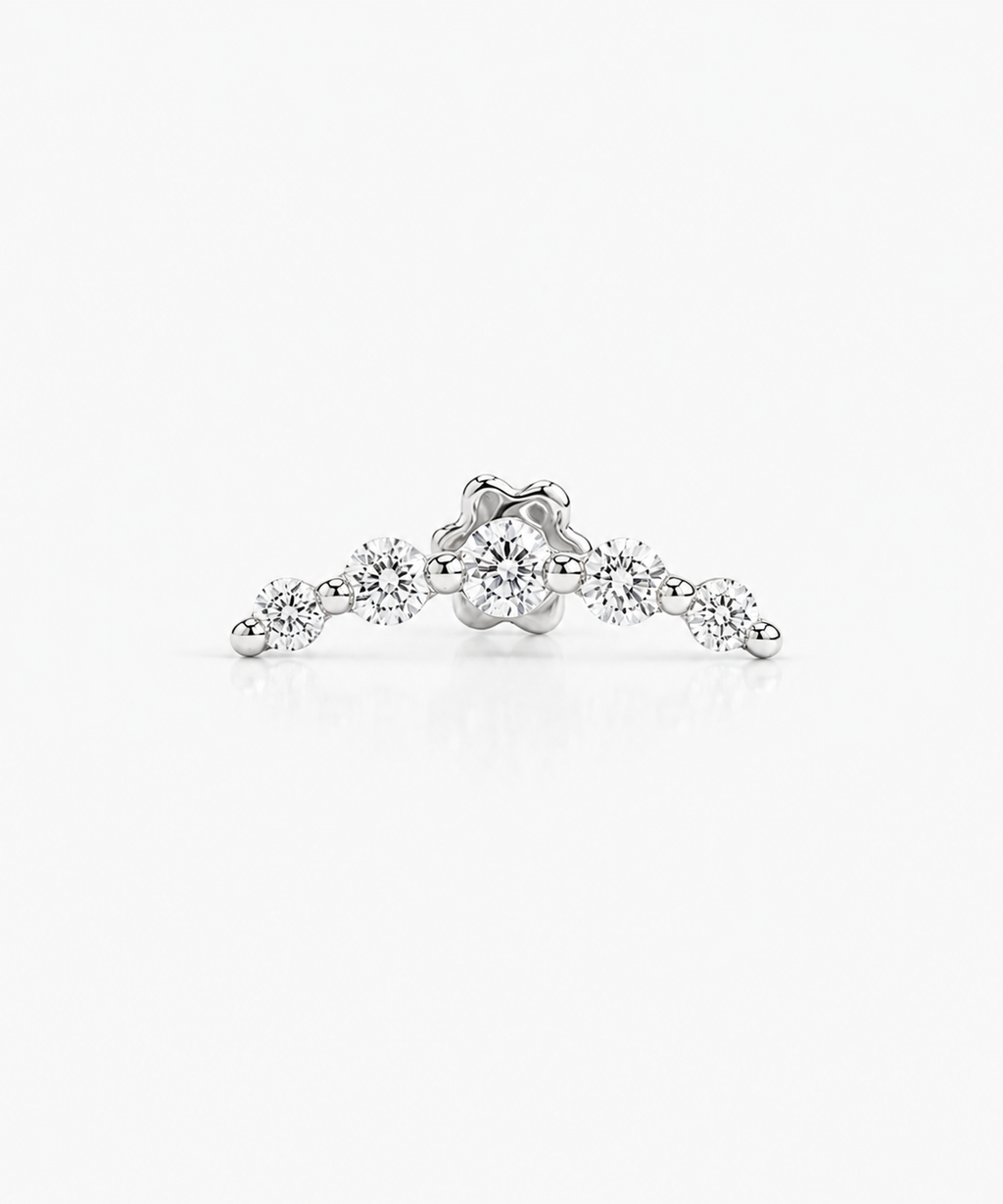 Diamond Curve Stud - 14K White Gold Natural Diamond