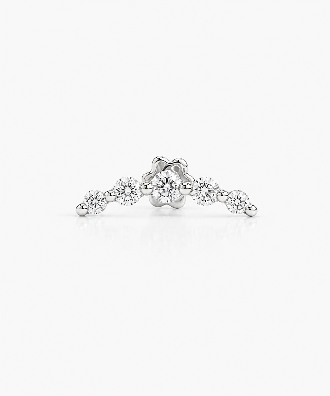 Diamond Curve Stud - 14K White Gold Natural Diamond