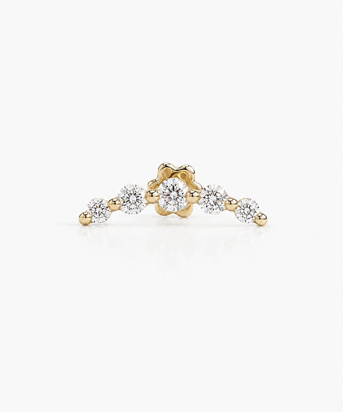 Diamond Curve Stud - 14K Yellow Gold Natural Diamond