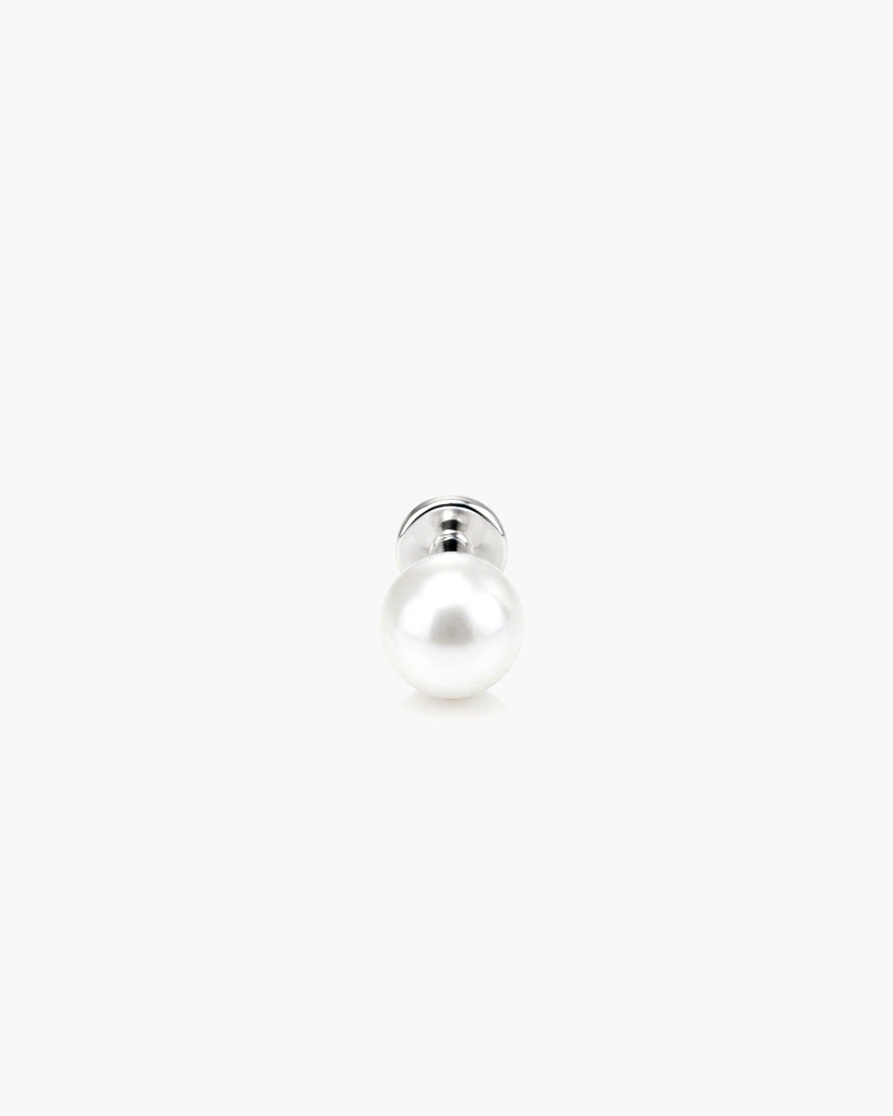 Pearl Stud Single - Titanium Freshwater Pearl