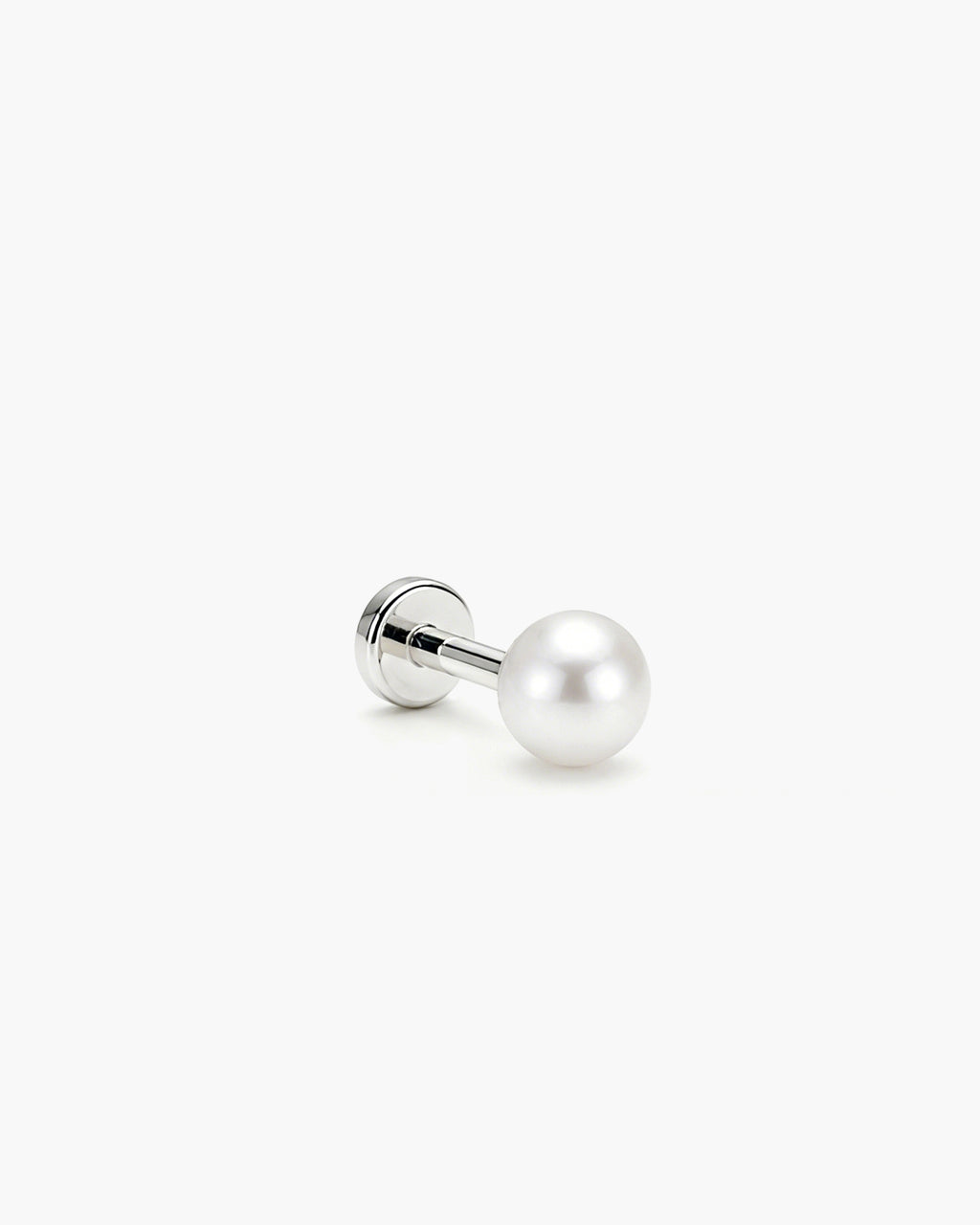 Pearl Stud Single - Titanium Freshwater Pearl Side Profile