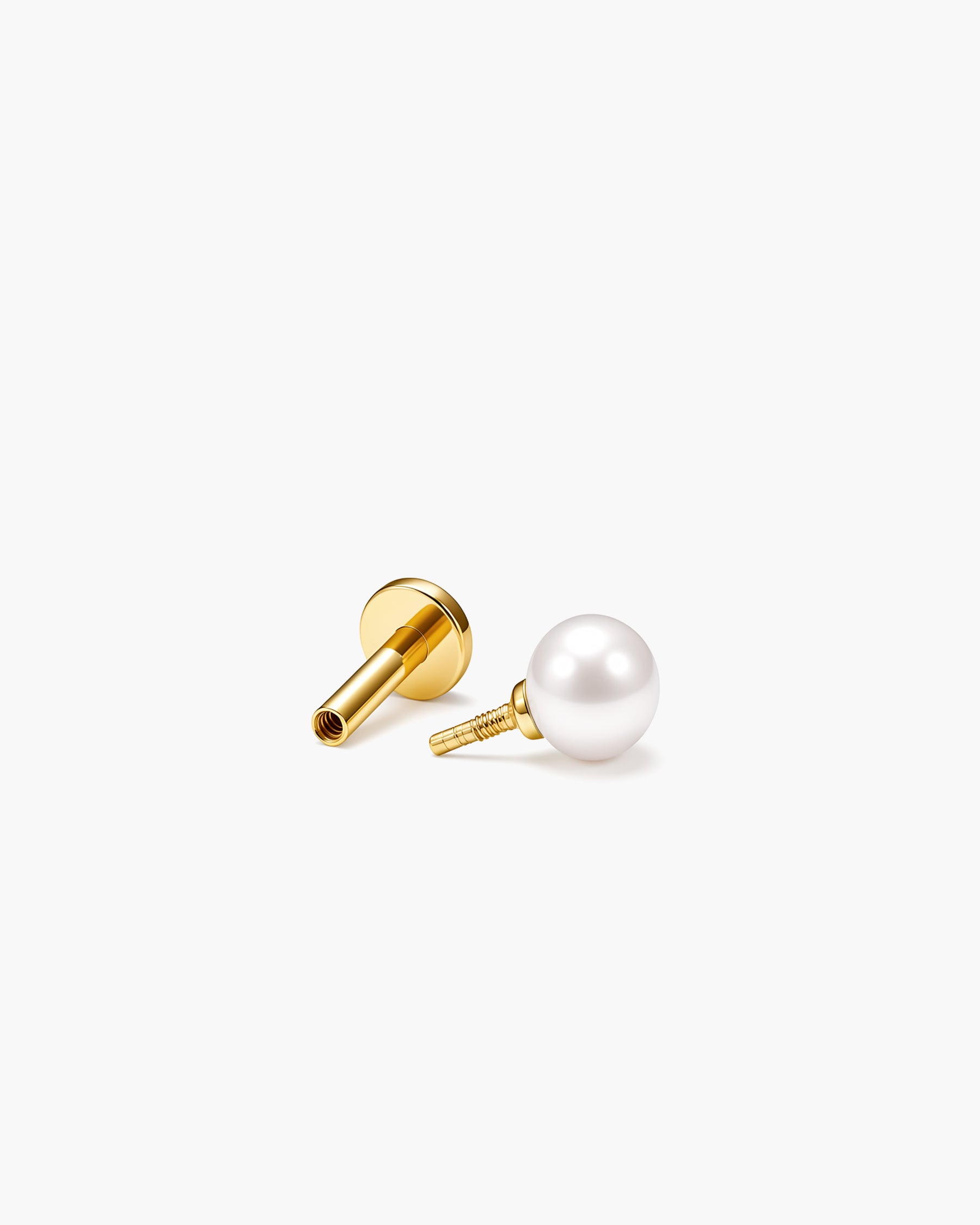 Pearl Stud Single - 18K Gold Vermeil Freshwater Pearl Split Profile