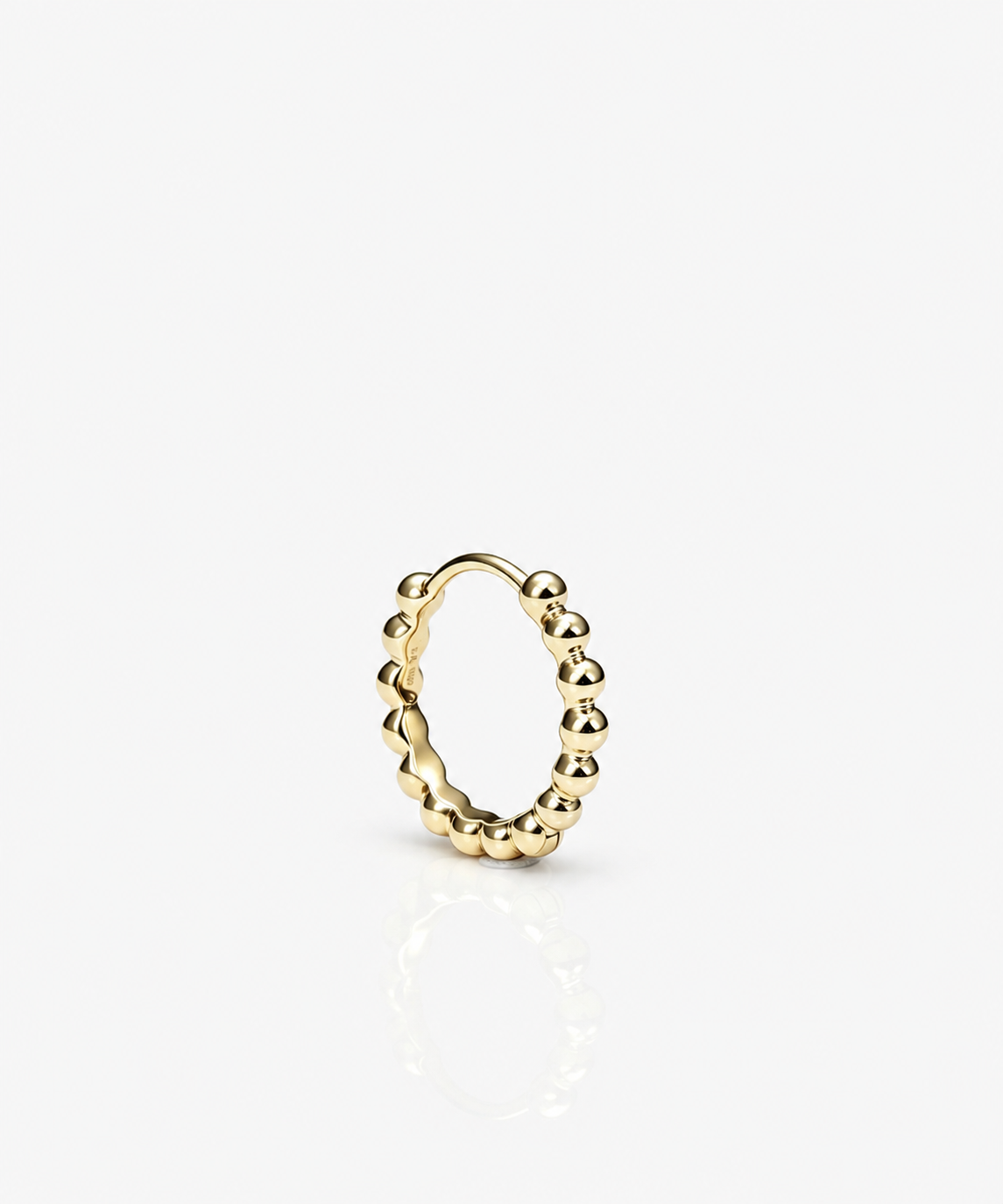 Bead Hoop Mini Single - 14K Yellow Gold