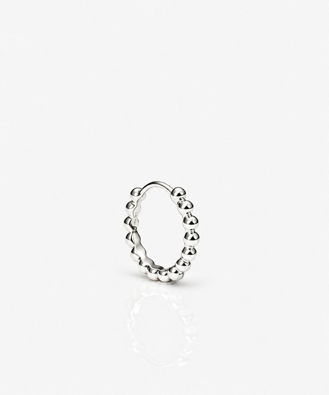 Bead Hoop Mini Single - 14K White Gold