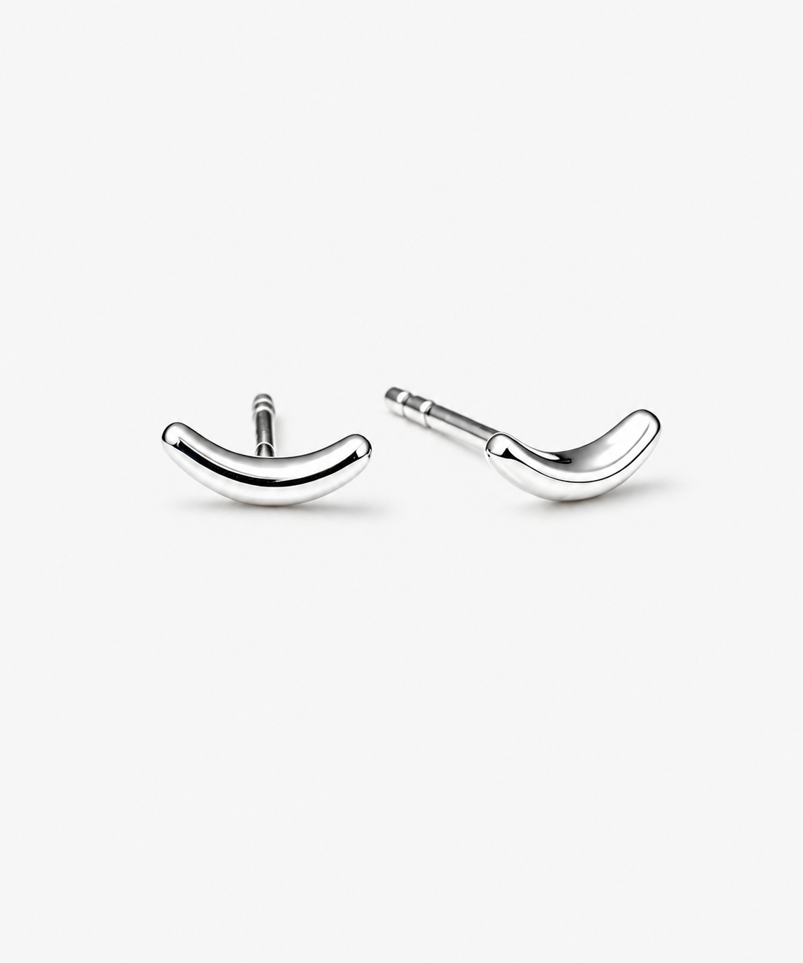 Tiny Smile Studs - 14 White Gold Side Profile