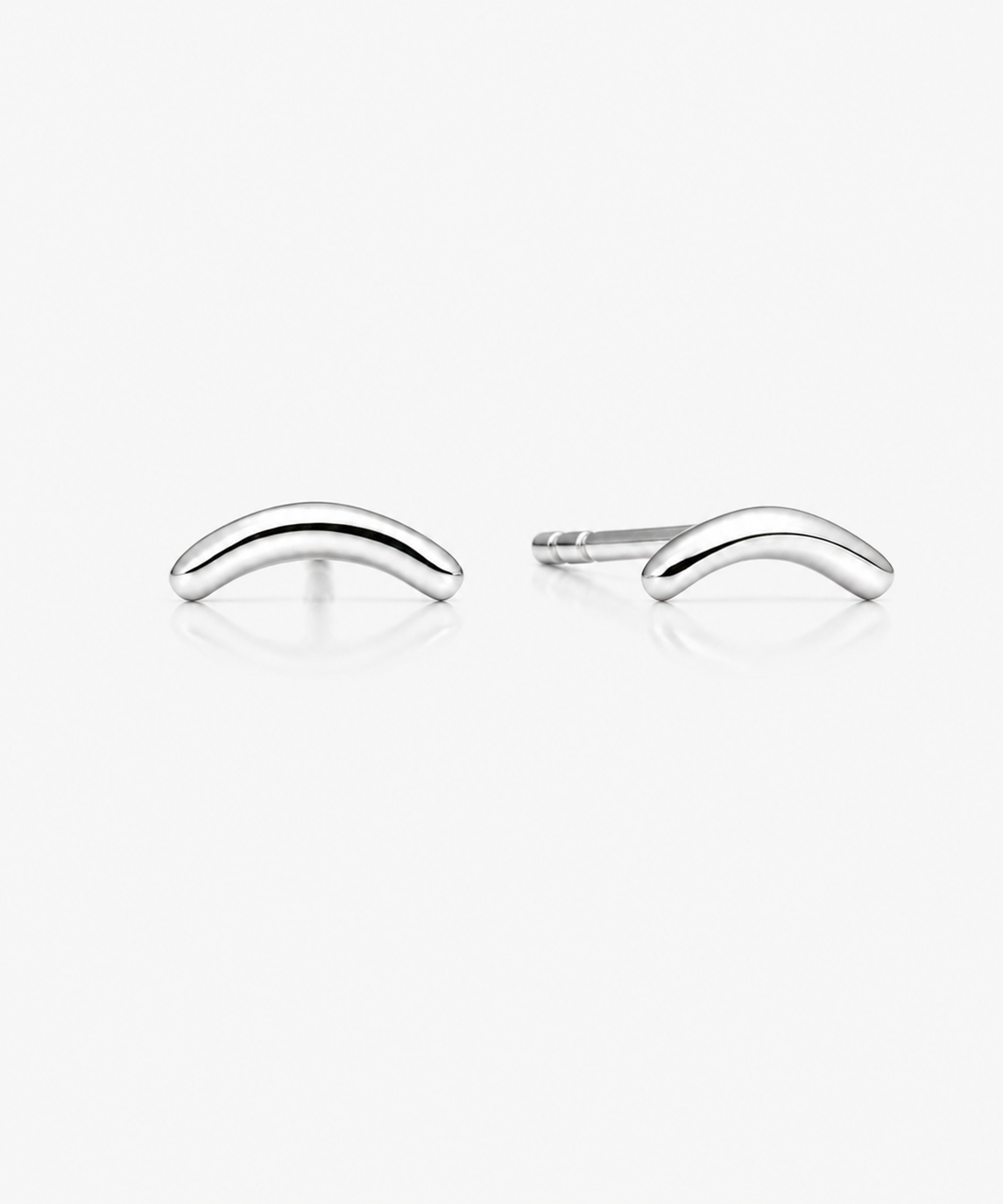 Tiny Smile Studs - 14 White Gold 