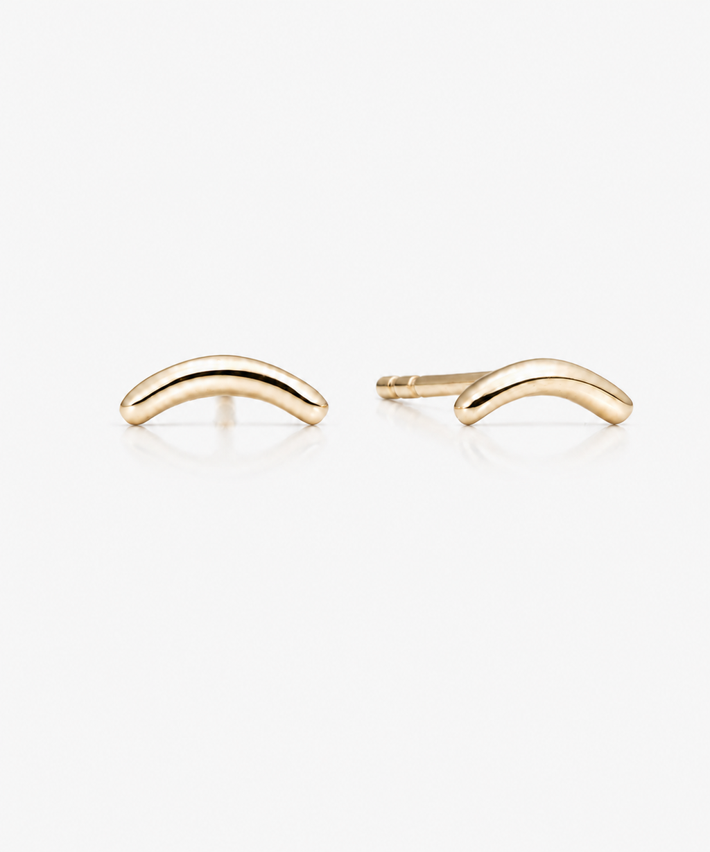 Tiny Smile Studs - 14 Yellow Gold 