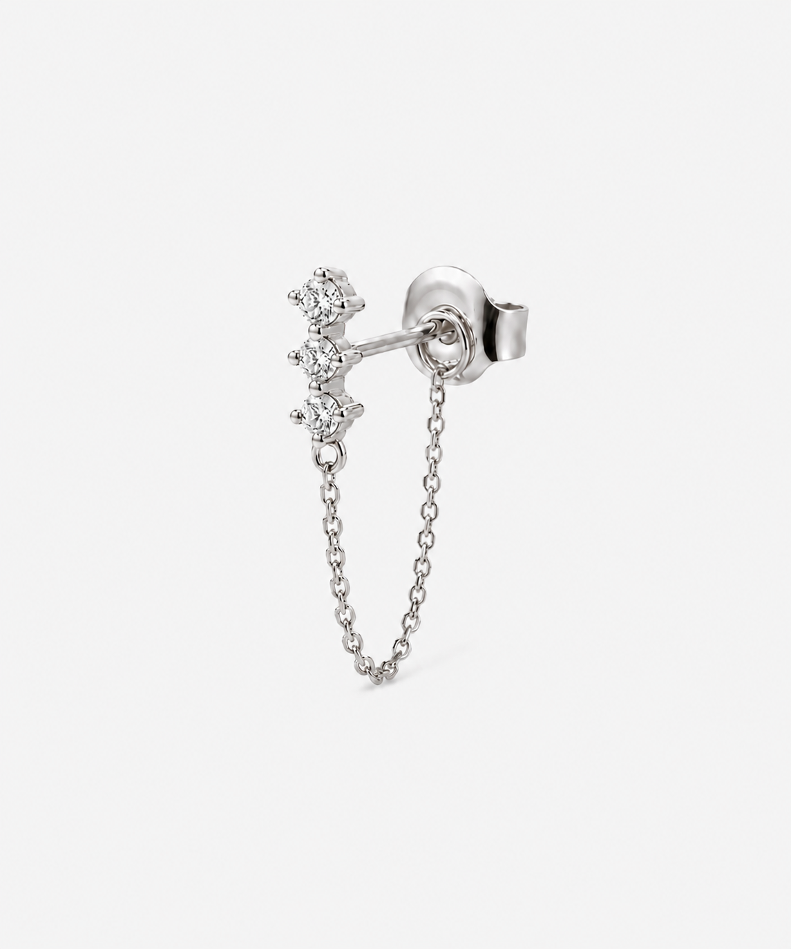 Diamond Chain Stud - 14K White Gold Natural Diamond