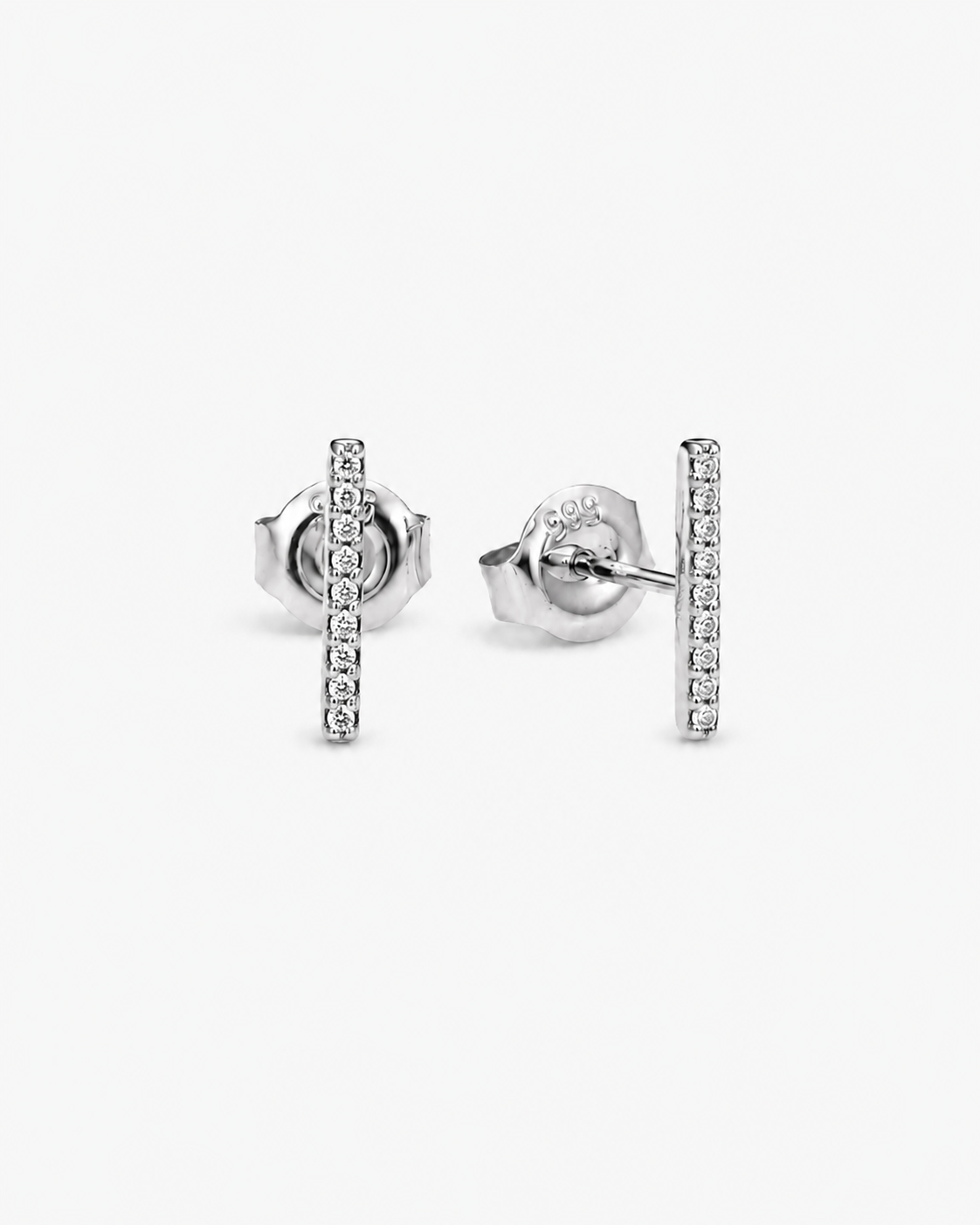 Luna Pav√© Diamond Bar Studs - 14K White Gold Natural Diamond