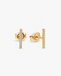 Luna Pav√© Diamond Bar Studs - 14K Yellow Gold Natural Diamond
