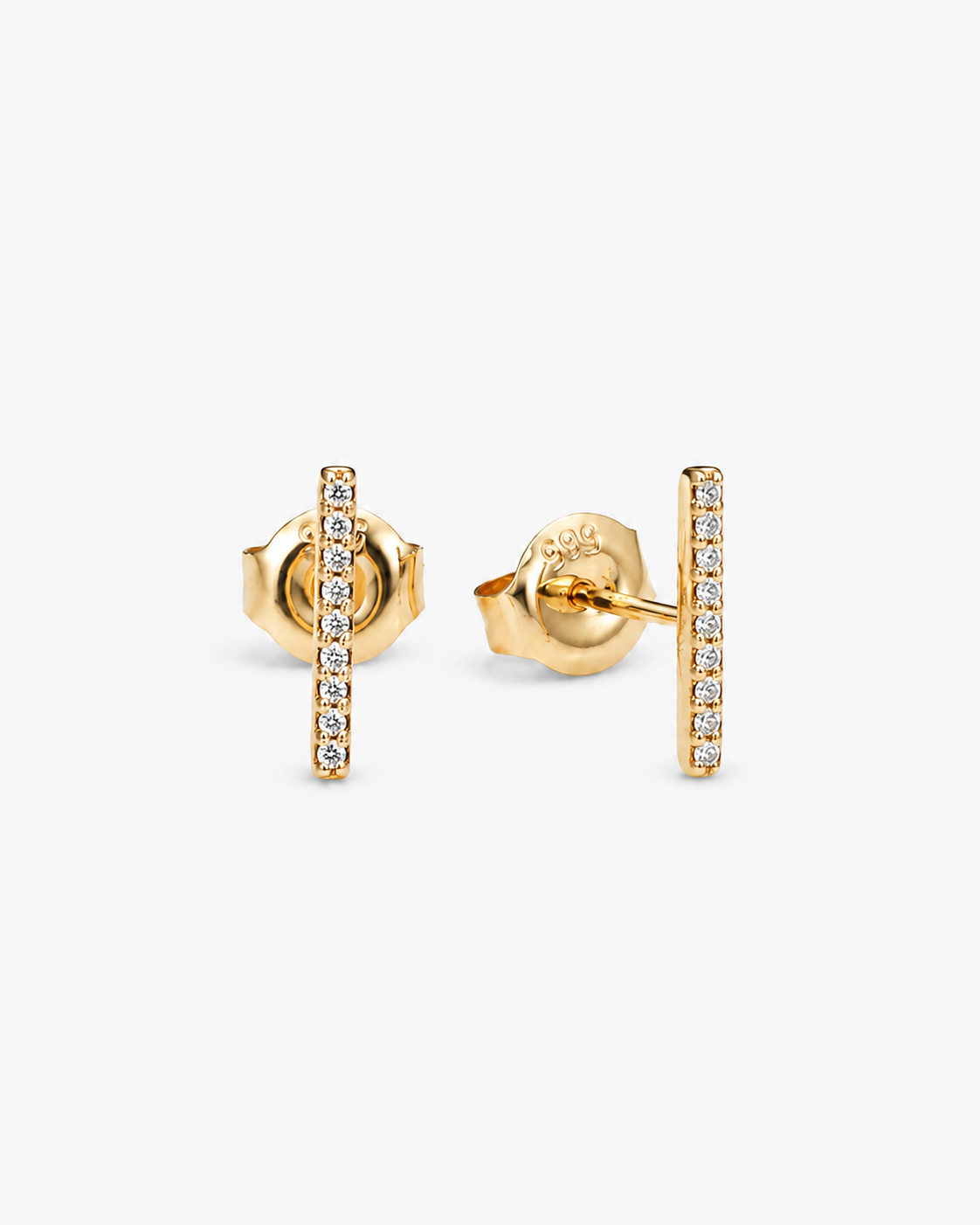 Luna Pav√© Diamond Bar Studs - 14K Yellow Gold Natural Diamond
