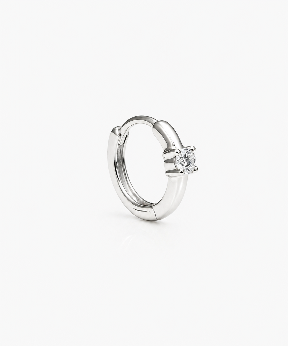 Diamond Dot Hoop Mini - 14K White Gold Lab Grown Diamond