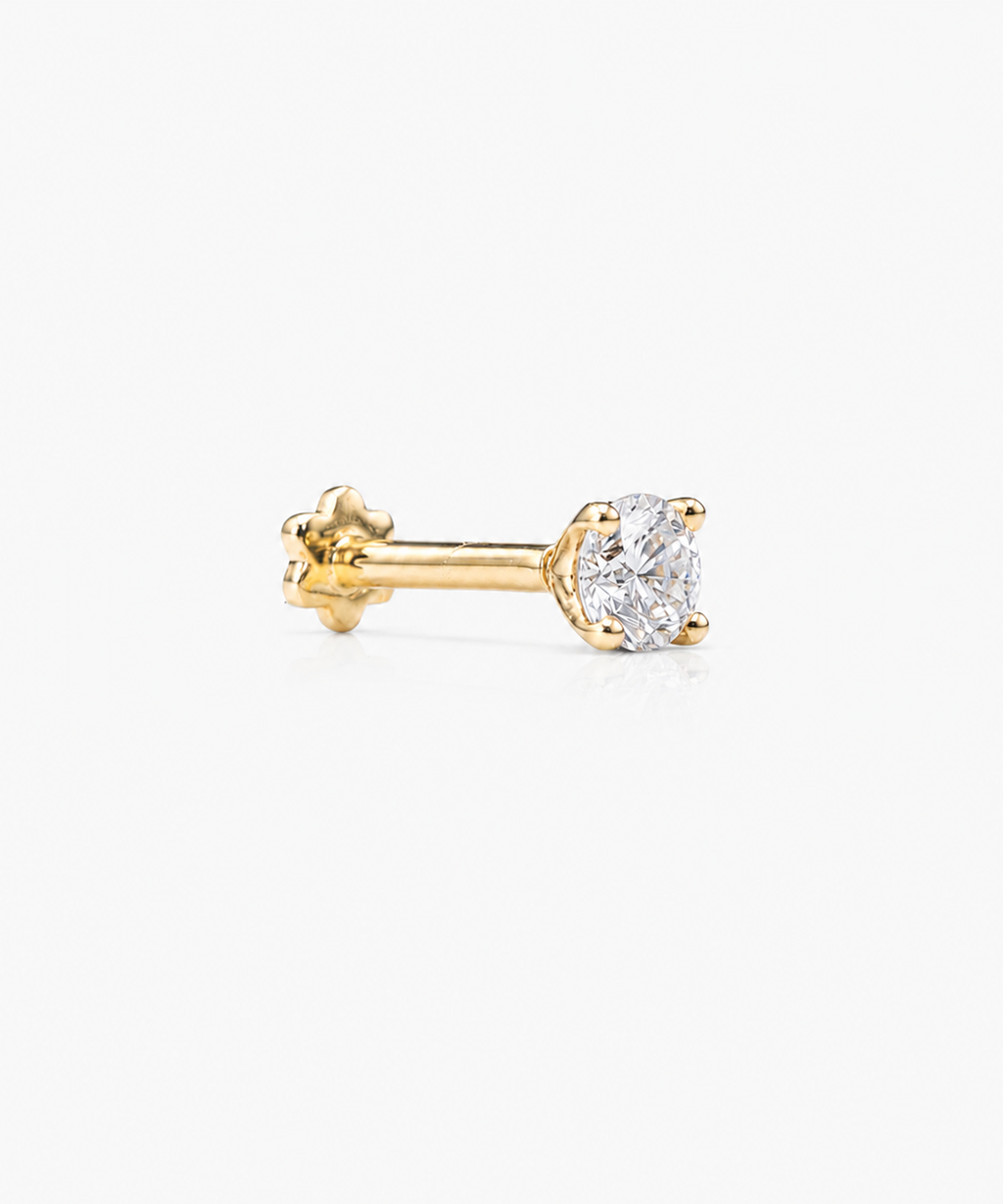 Classic Diamond Studs 1.0 - 14K Yellow Gold Lab Grown Diamond Side Profile