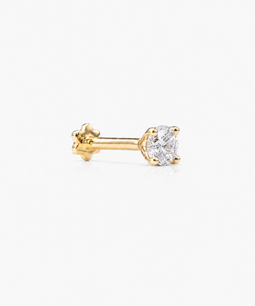 Classic Diamond Studs 1.0 - 14K Yellow Gold Lab Grown Diamond Side Profile