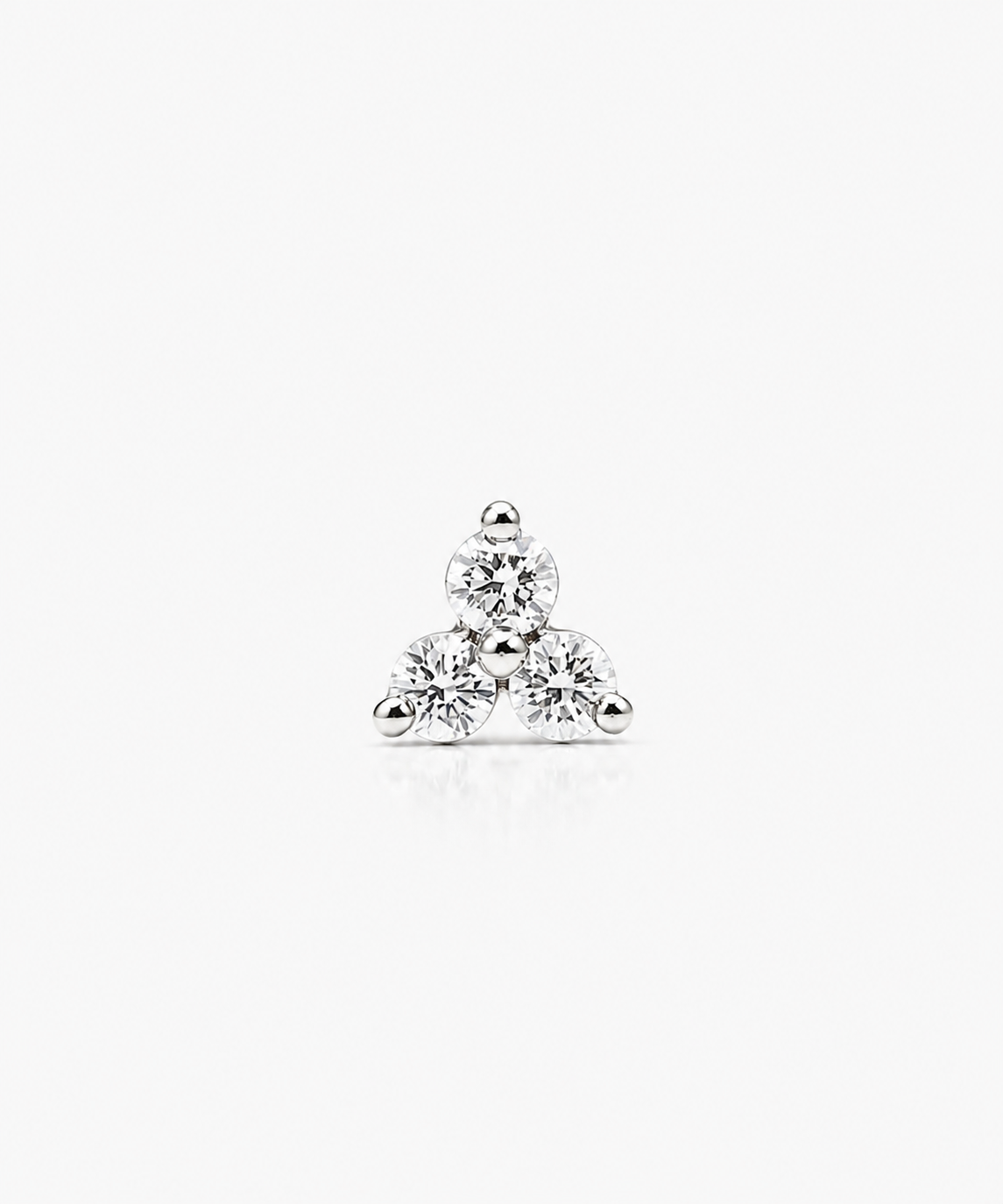 Trio Diamond Stud Single - 14K White Gold Lab Grown Diamond