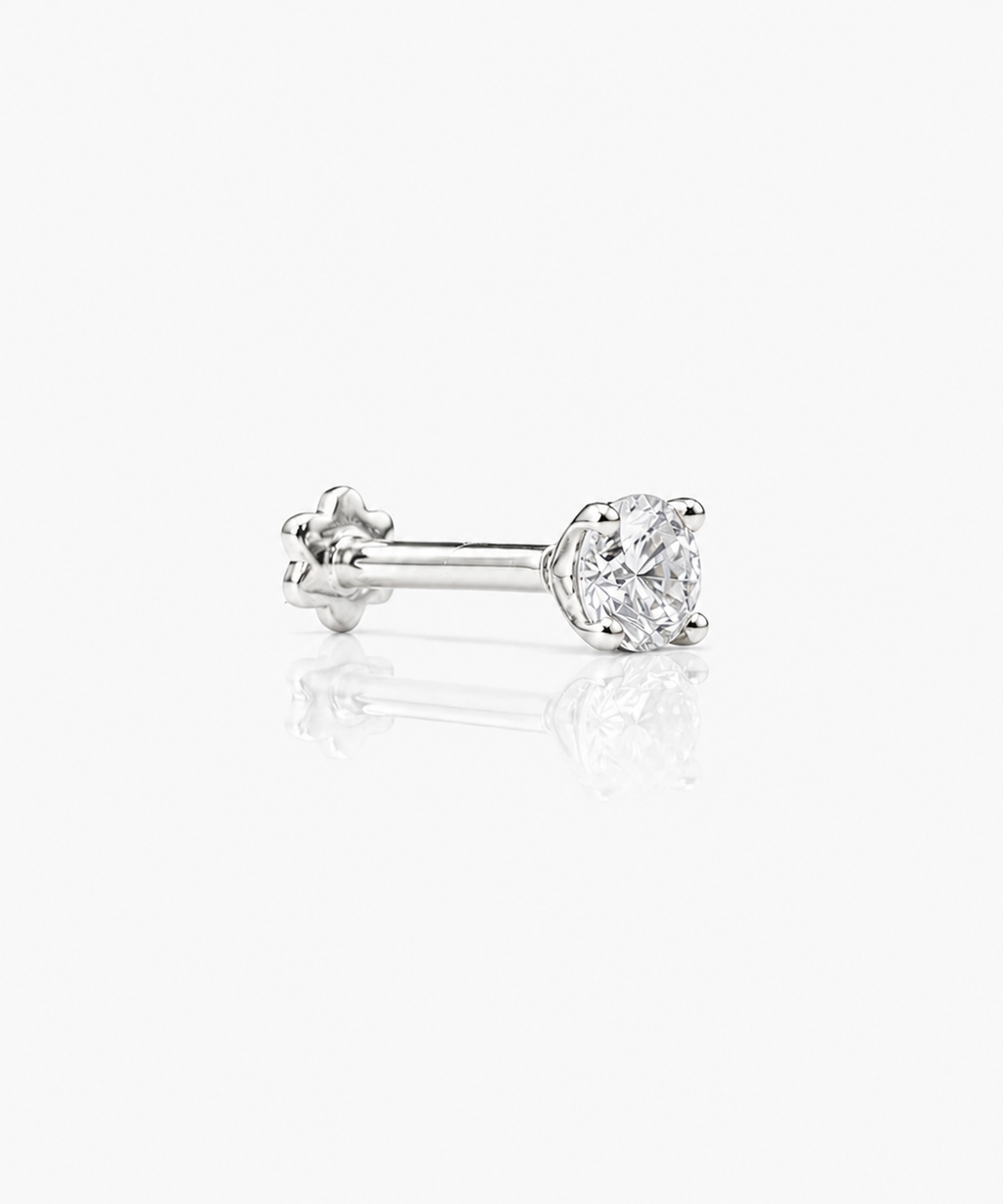 Classic Diamond Studs 1.0 - 14K White Gold Lab Grown Diamond Side Profile