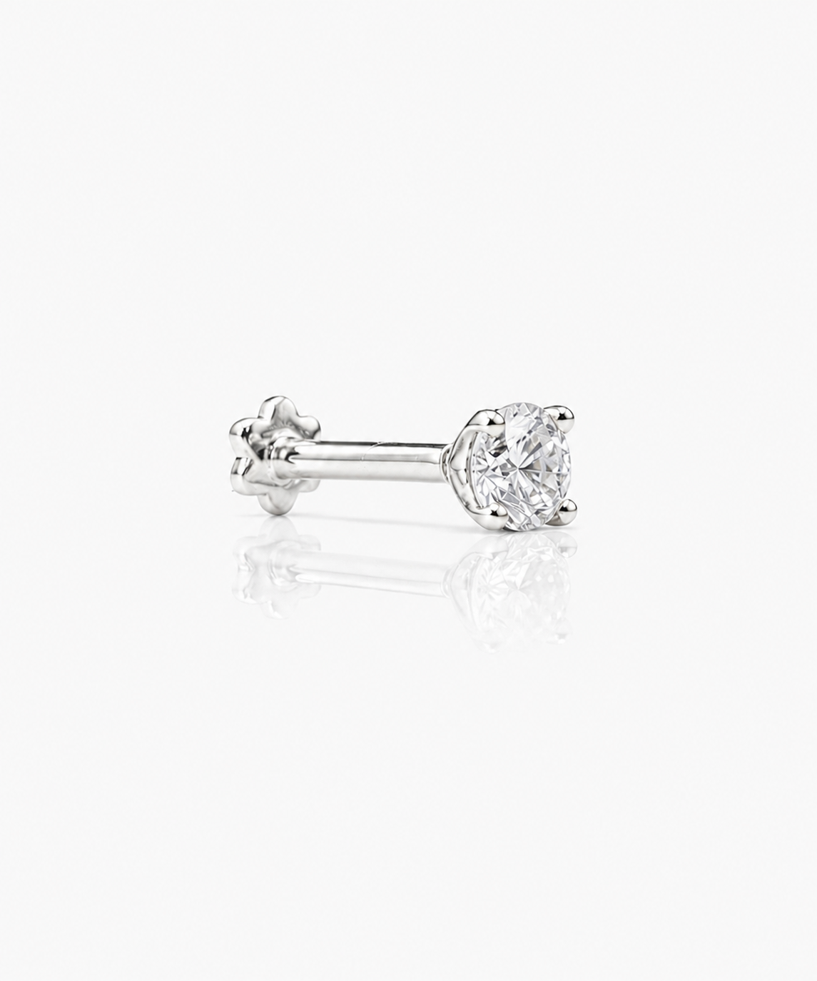 Classic Diamond Studs 1.0 - 14K White Gold Lab Grown Diamond Side Profile