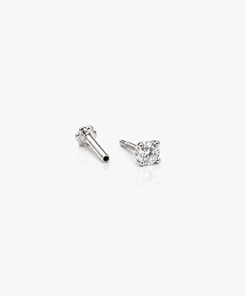 Classic Diamond Studs 1.0 - 14K White Gold Lab Grown Diamond Split Profile
