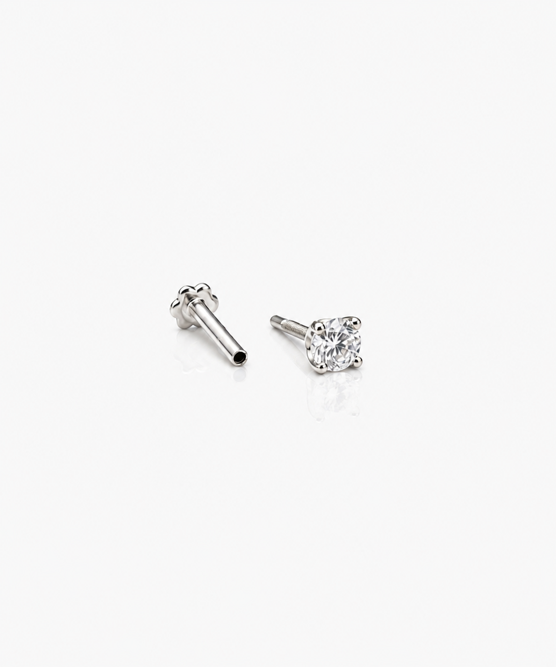 Classic Diamond Studs 1.0 - 14K White Gold Lab Grown Diamond Split Profile
