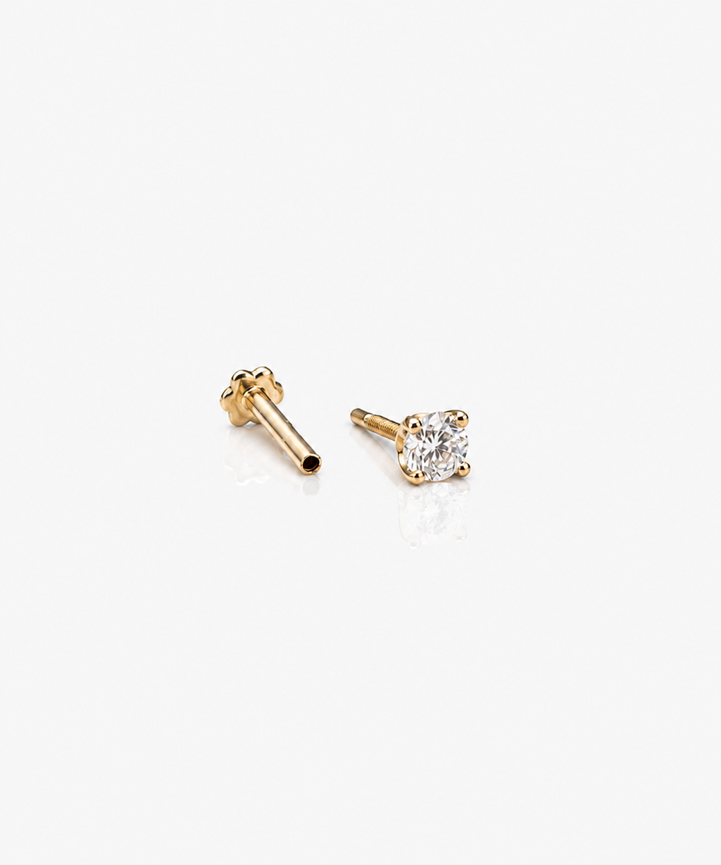 Classic Diamond Studs 1.0 - 14K Yellow Gold Lab Grown Diamond Split Profile
