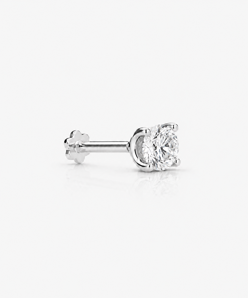 Classic Diamond Studs 1.5 - 14K White Gold Lab Grown Diamond Side Profile