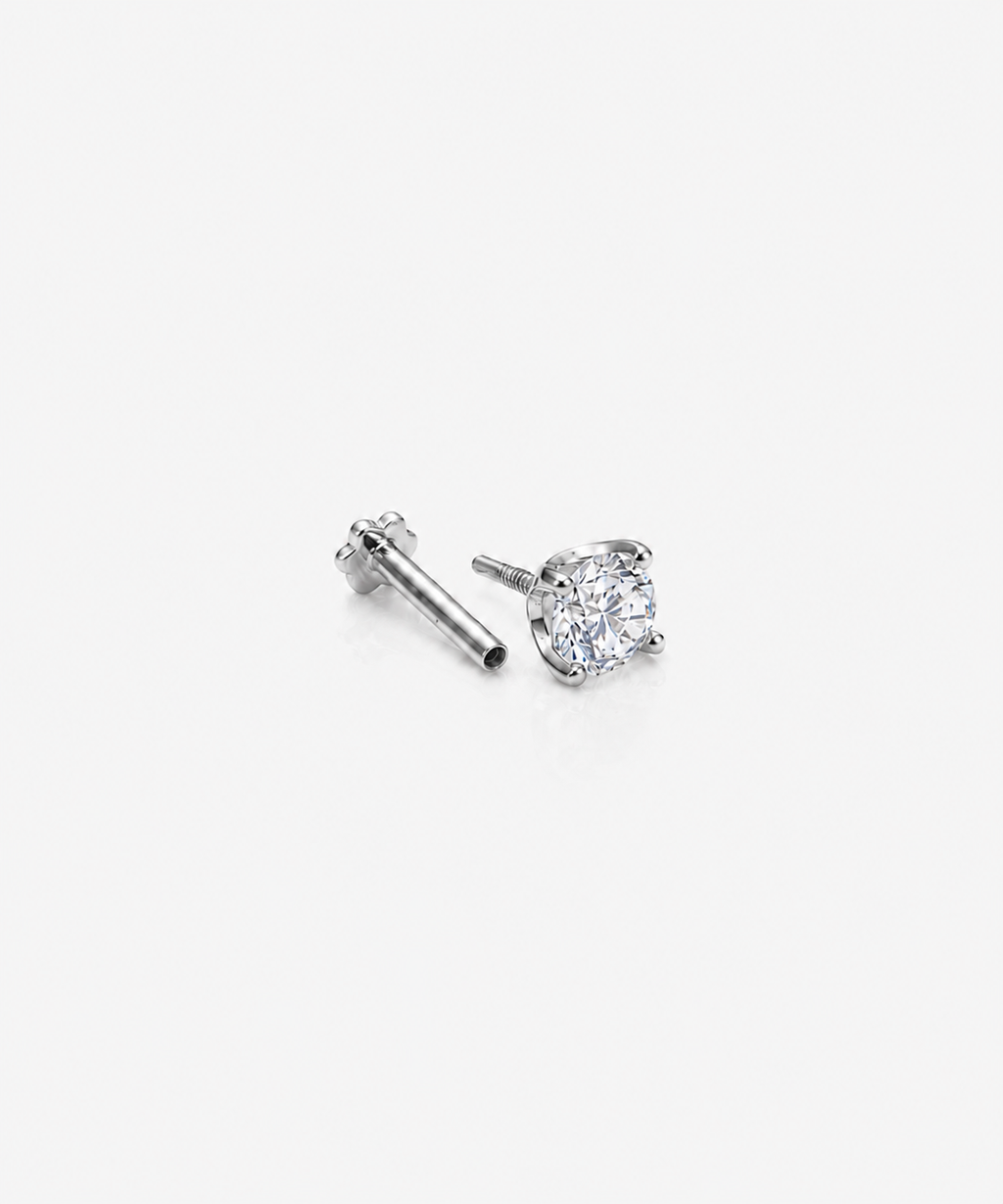 Classic Diamond Studs 1.5 - 14K White Gold Lab Grown Diamond Split Profile