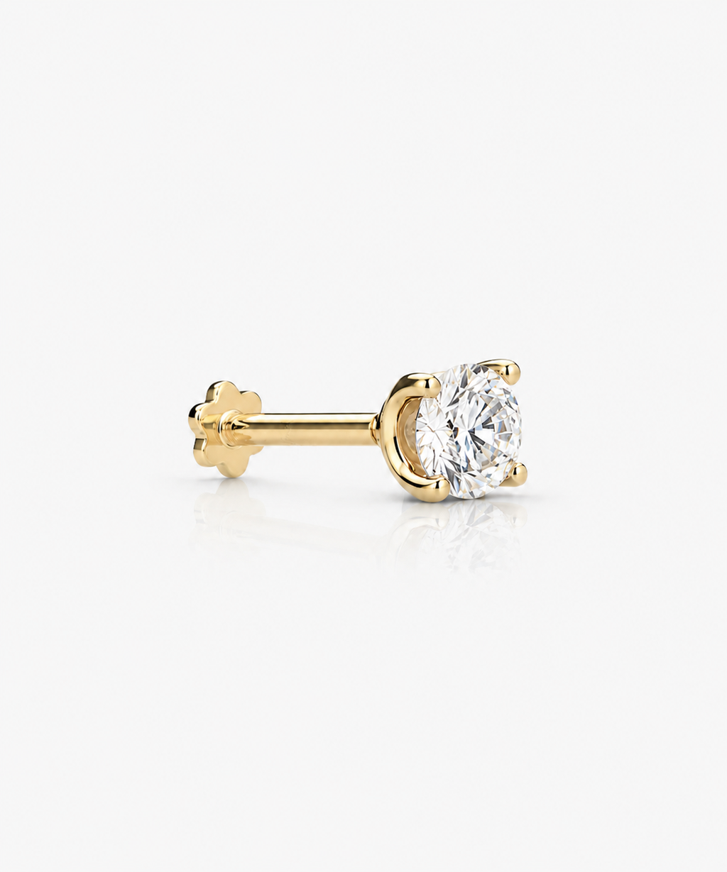 Classic Diamond Studs 1.5 - 14K Yellow Gold Lab Grown Diamond Side Profile
