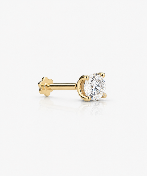 Classic Diamond Studs 1.5 - 14K Yellow Gold Lab Grown Diamond Side Profile