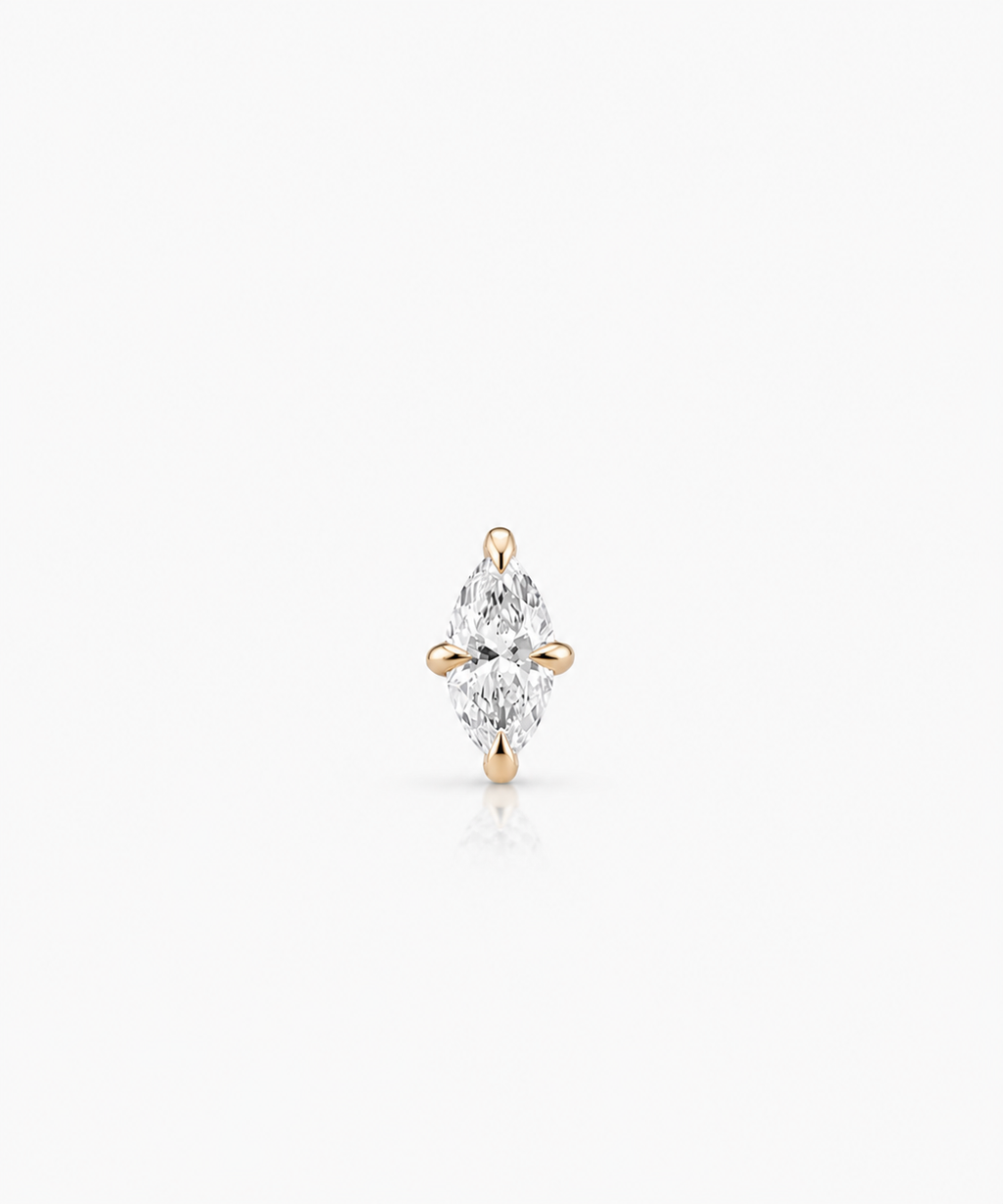 Marquise Diamond Stud - 14K Yellow Gold Lab Grown Marquise Diamond