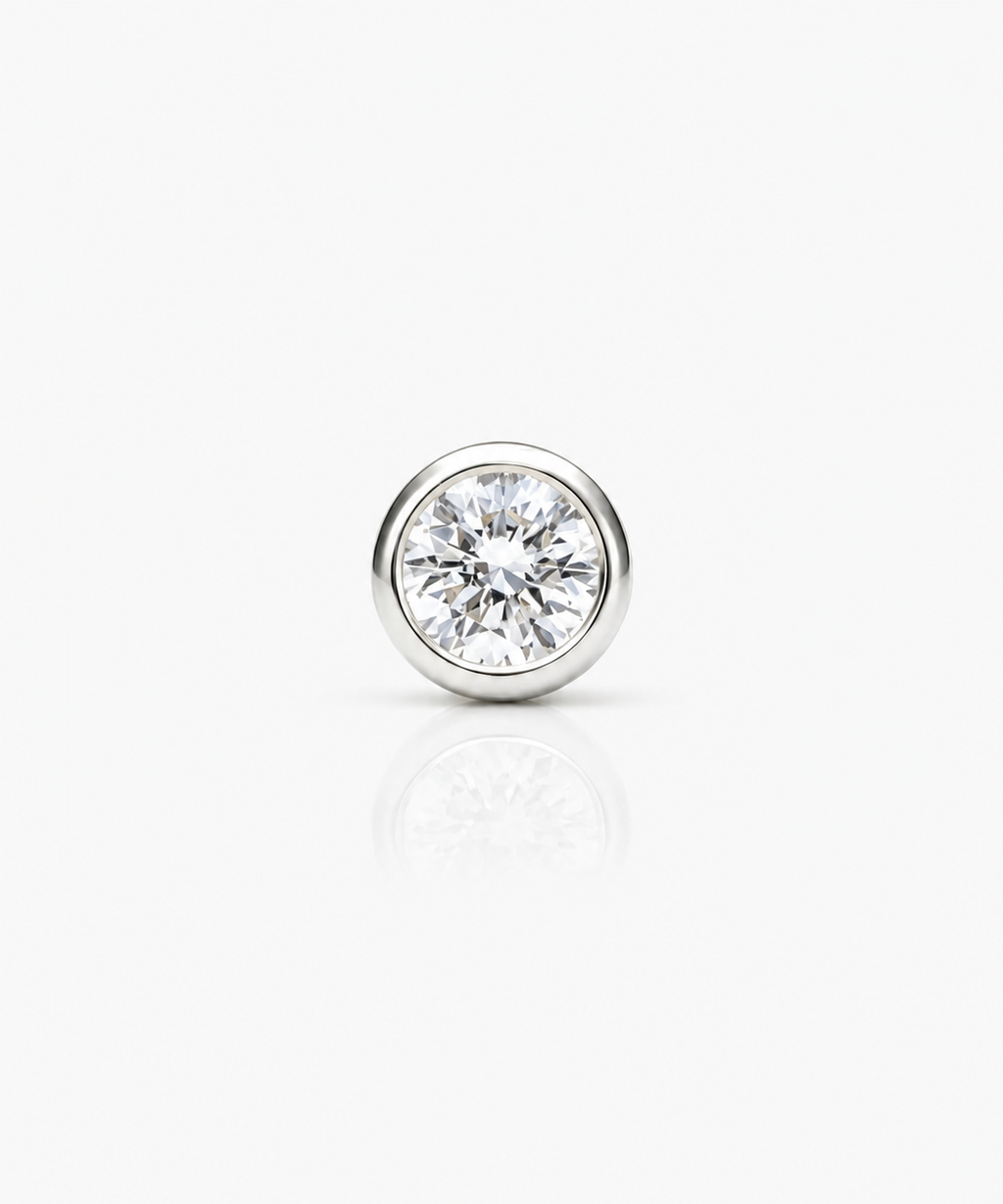 Diamond Basel Stud 3.8mm Single - 14K White Gold Lab Grown Diamond