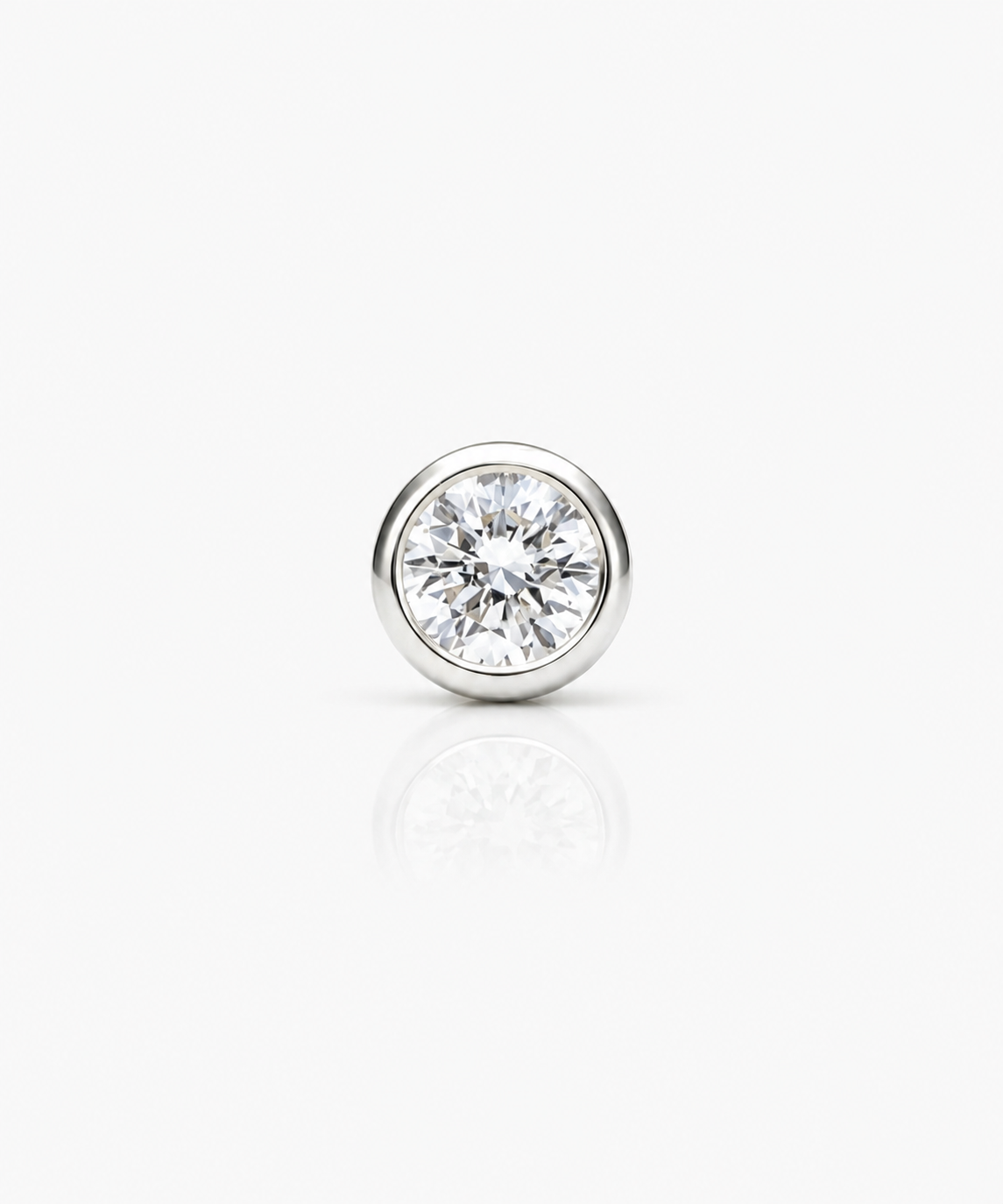 Diamond Basel Stud 3.8mm Single - 14K White Gold Lab Grown Diamond