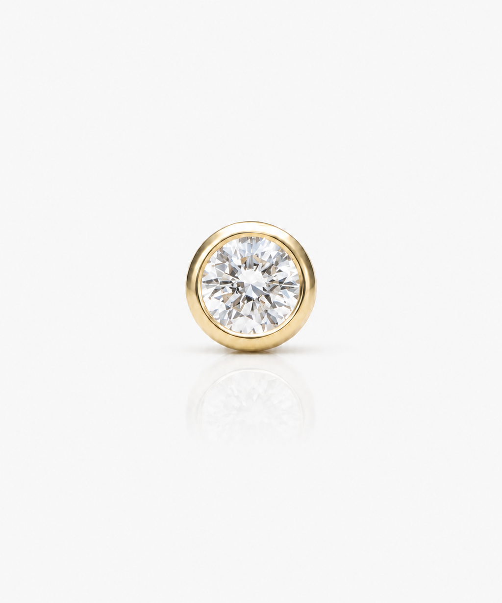 Diamond Basel Stud 3.8mm Single - 14K Yellow Gold Lab Grown Diamond