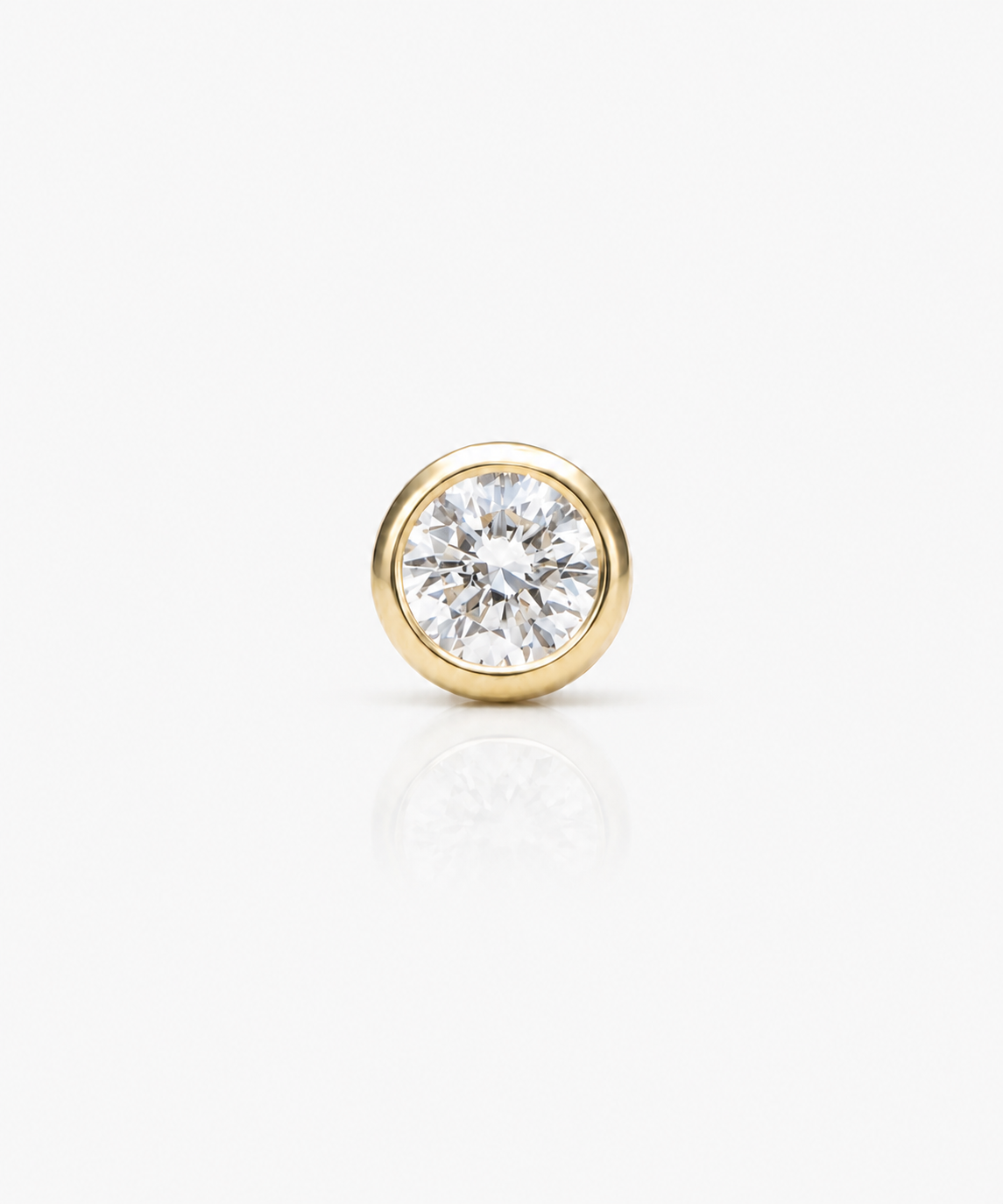 Diamond Basel Stud 3.8mm Single - 14K Yellow Gold Lab Grown Diamond
