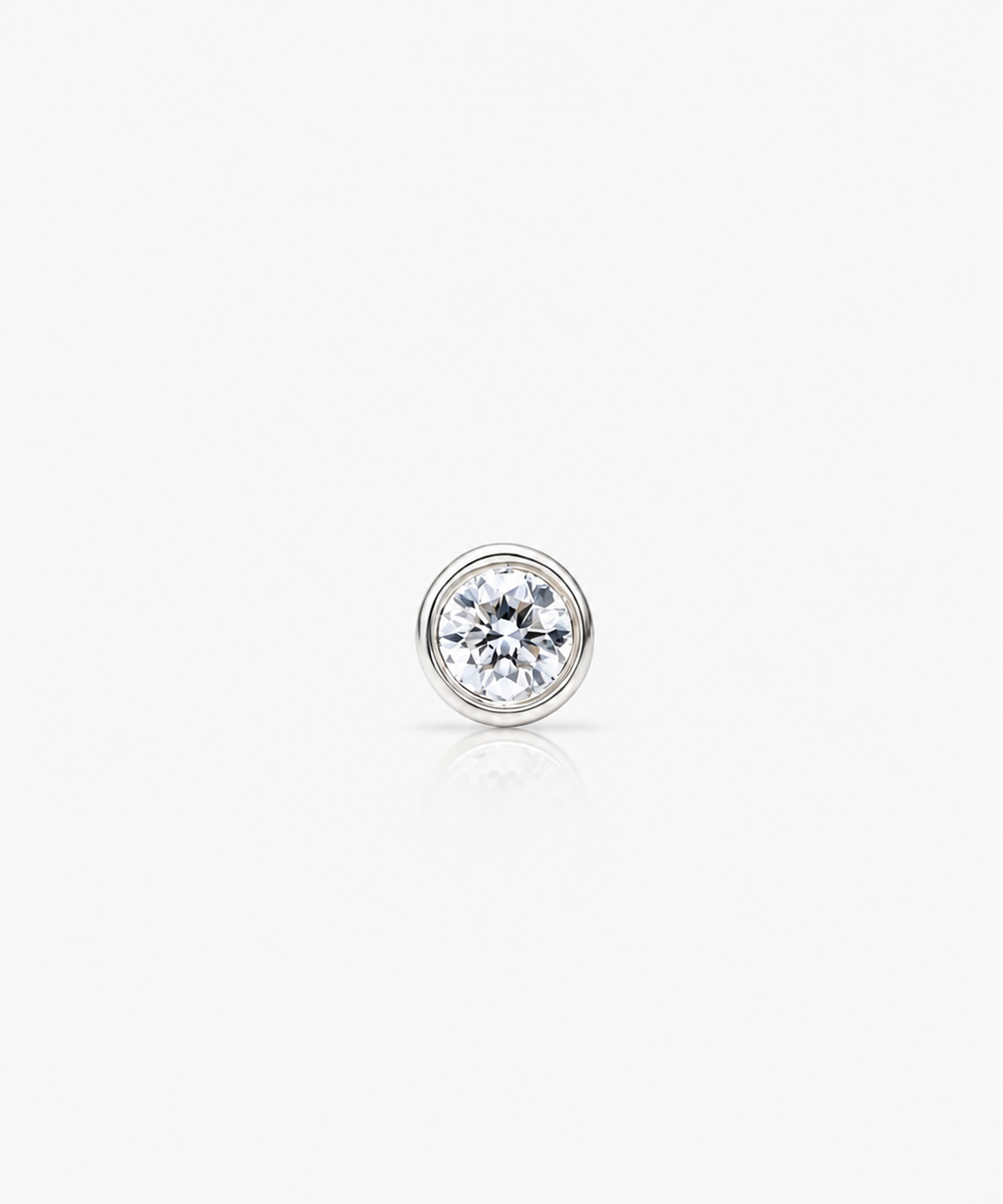 Diamond Basel Stud 3mm Single - 14K White Gold Lab Grown Diamond