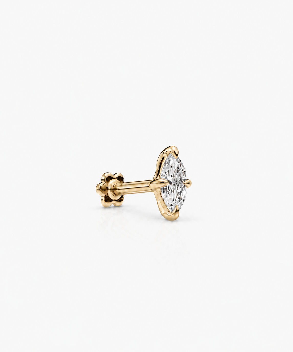 Marquise Diamond Stud - 14K Yellow Gold Lab Grown Marquise Diamond Side Profile