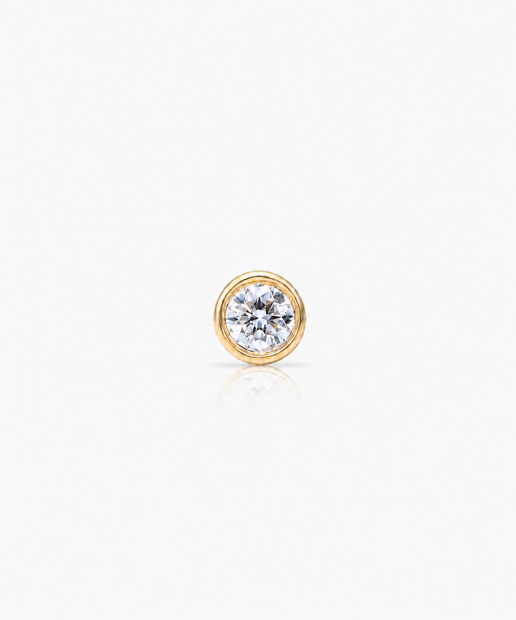 Diamond Basel Stud 3mm Single - 14K Yellow Gold Lab Grown Diamond