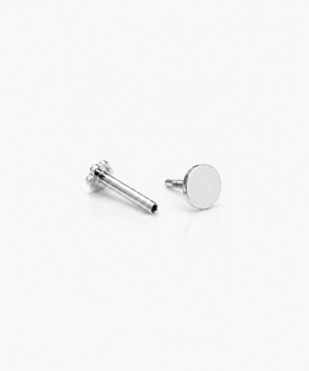 Disc Stud Single - 14K White Gold Split Profile