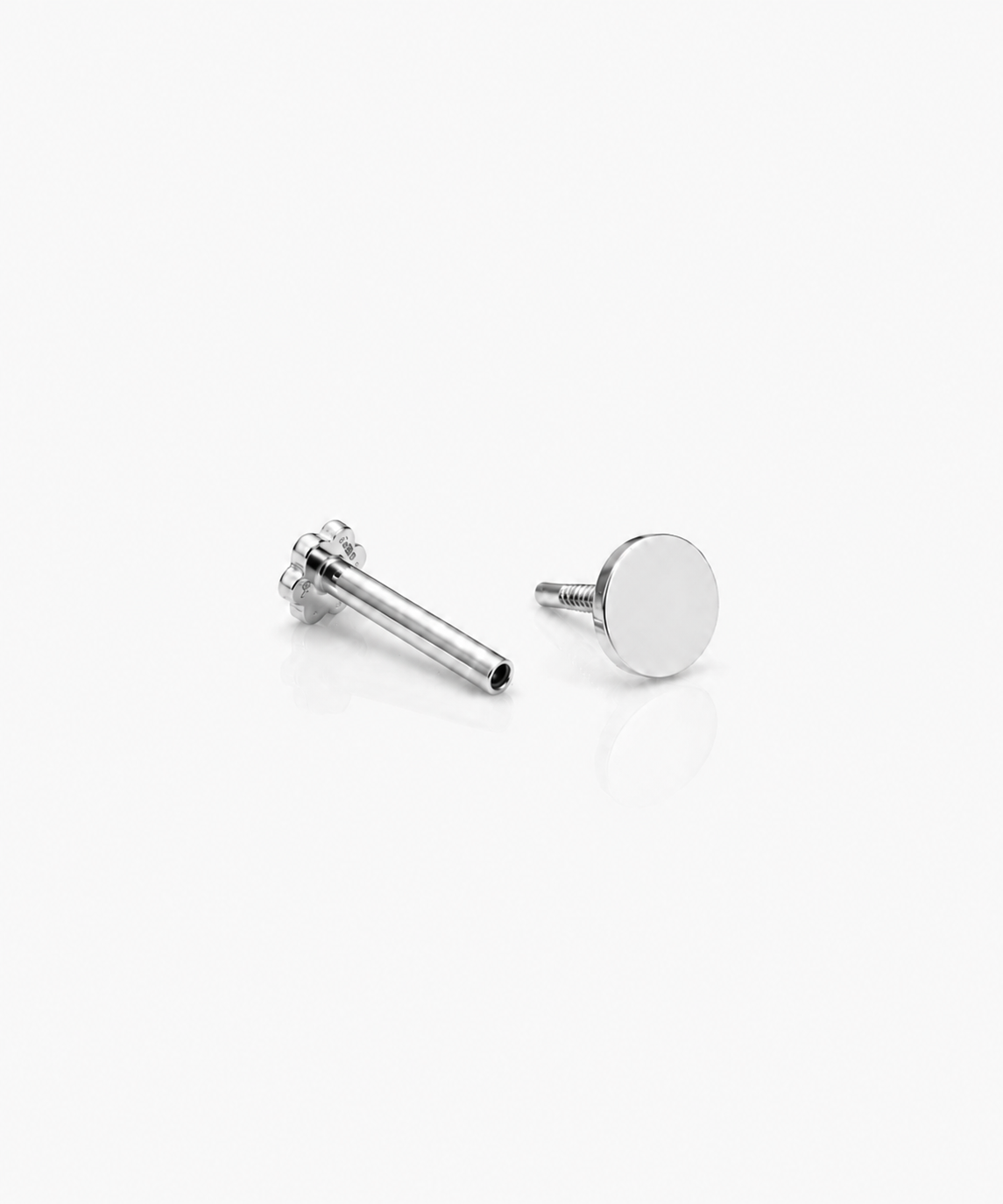 Disc Stud Single - 14K White Gold Split Profile
