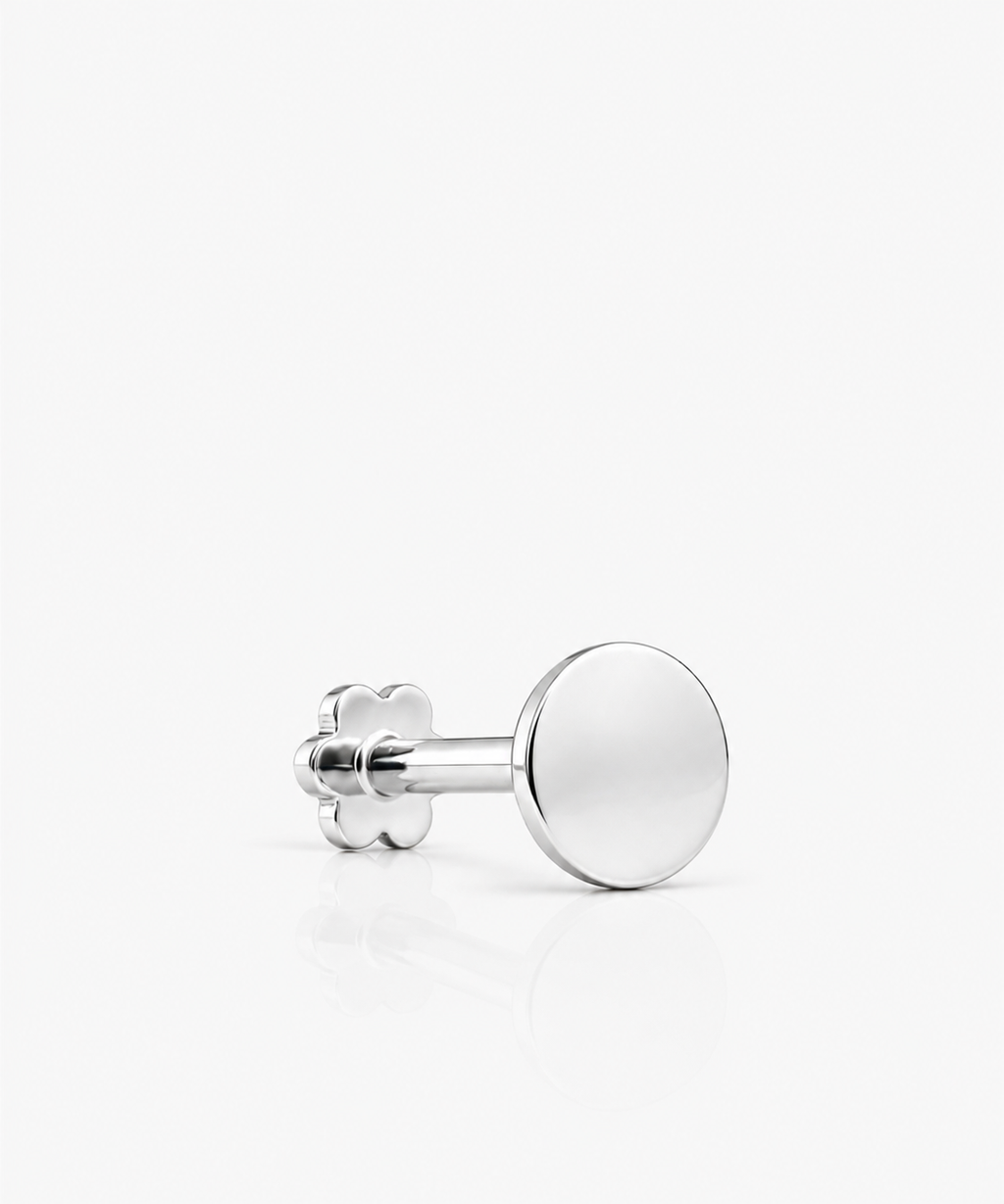 Disc Stud Single - 14K White Gold