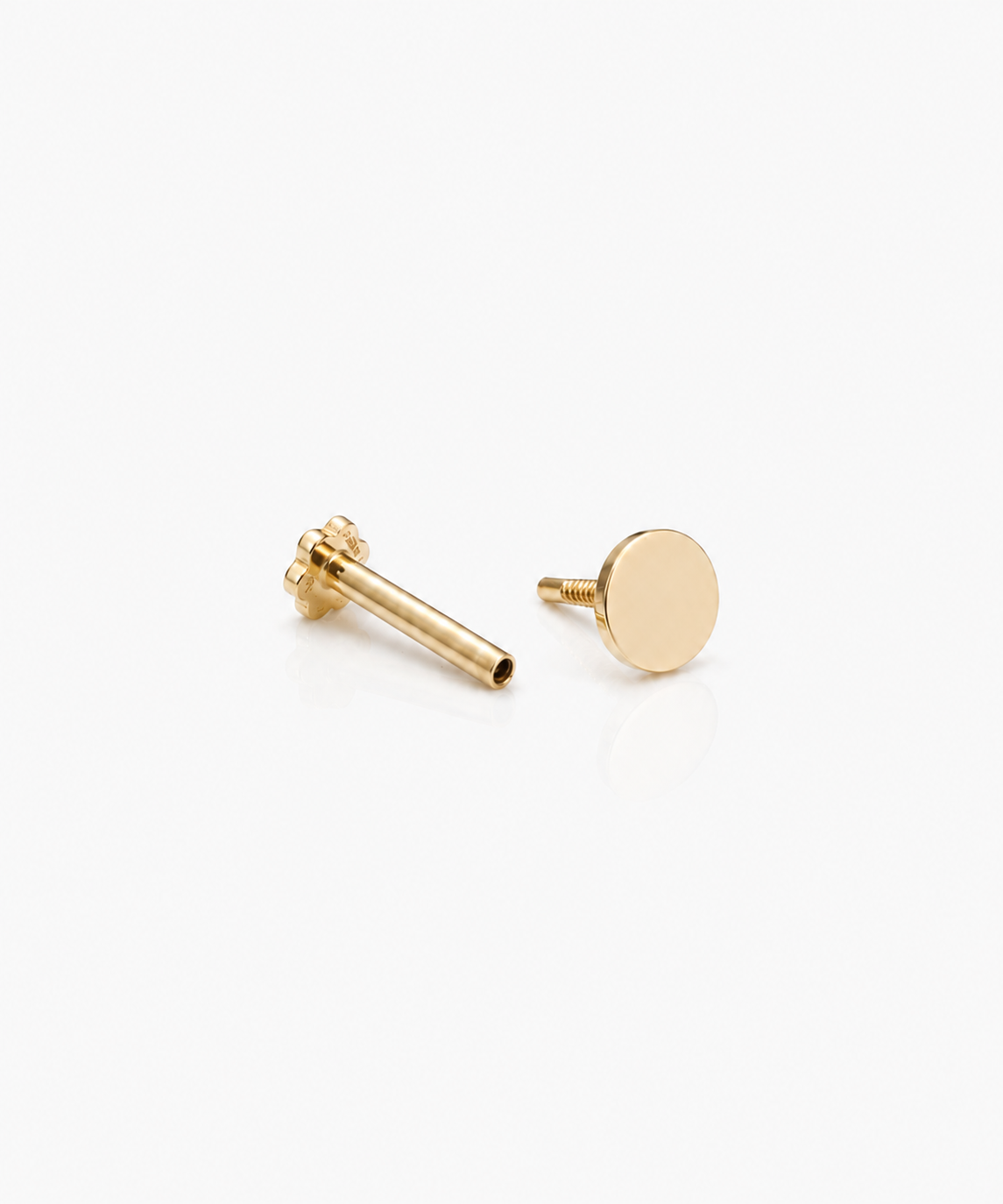 Disc Stud Single - 14K Yellow Gold Split Profile
