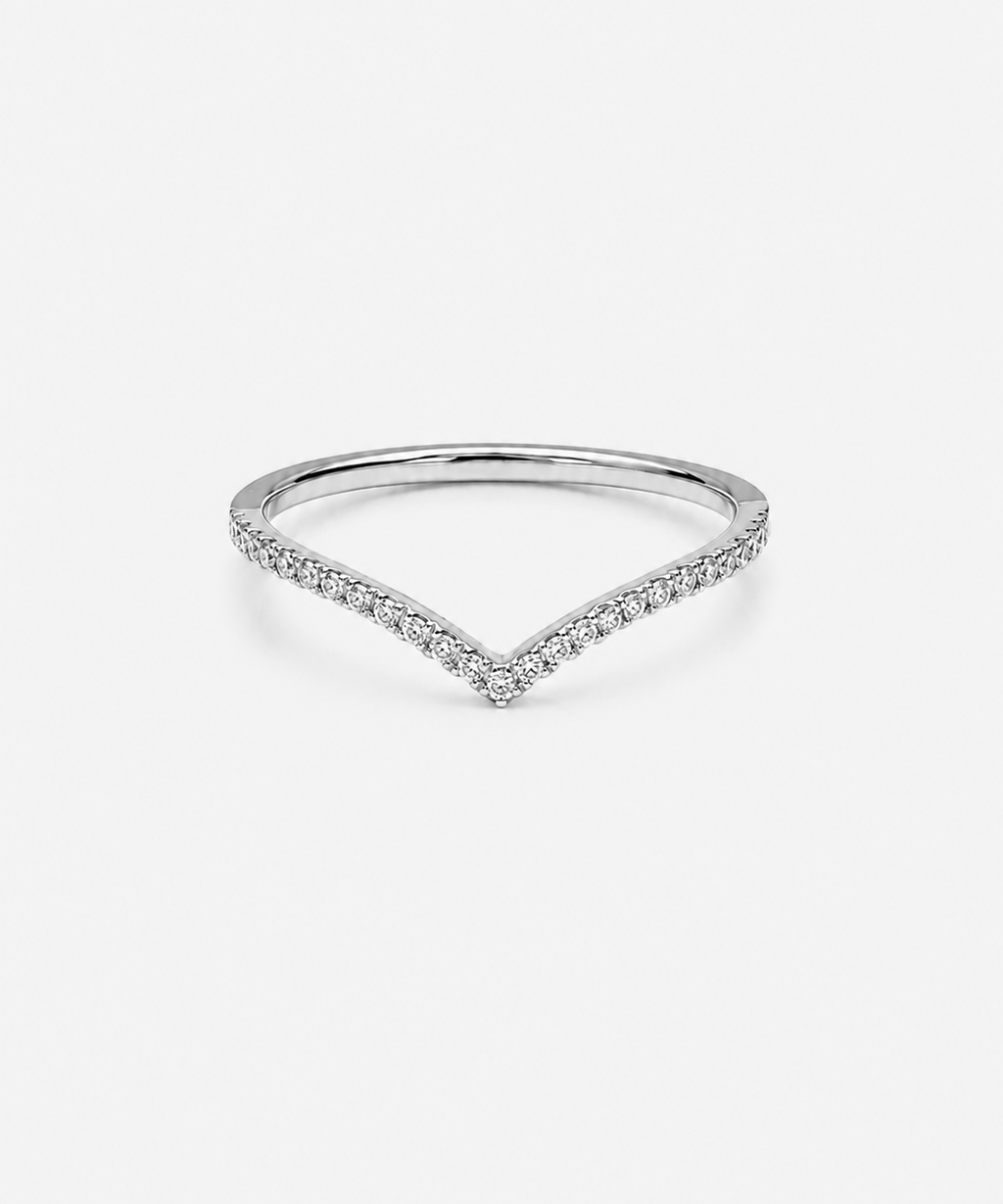 Contour Pavé Diamond Ring - 14K White Gold Natural Diamond 