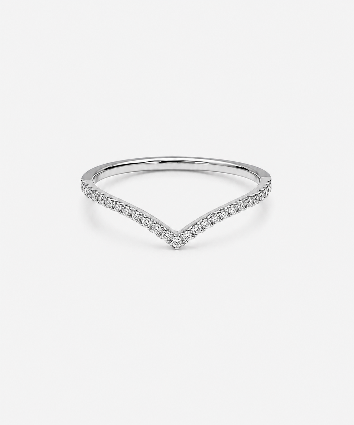 Contour Pavé Diamond Ring - 14K White Gold Natural Diamond 