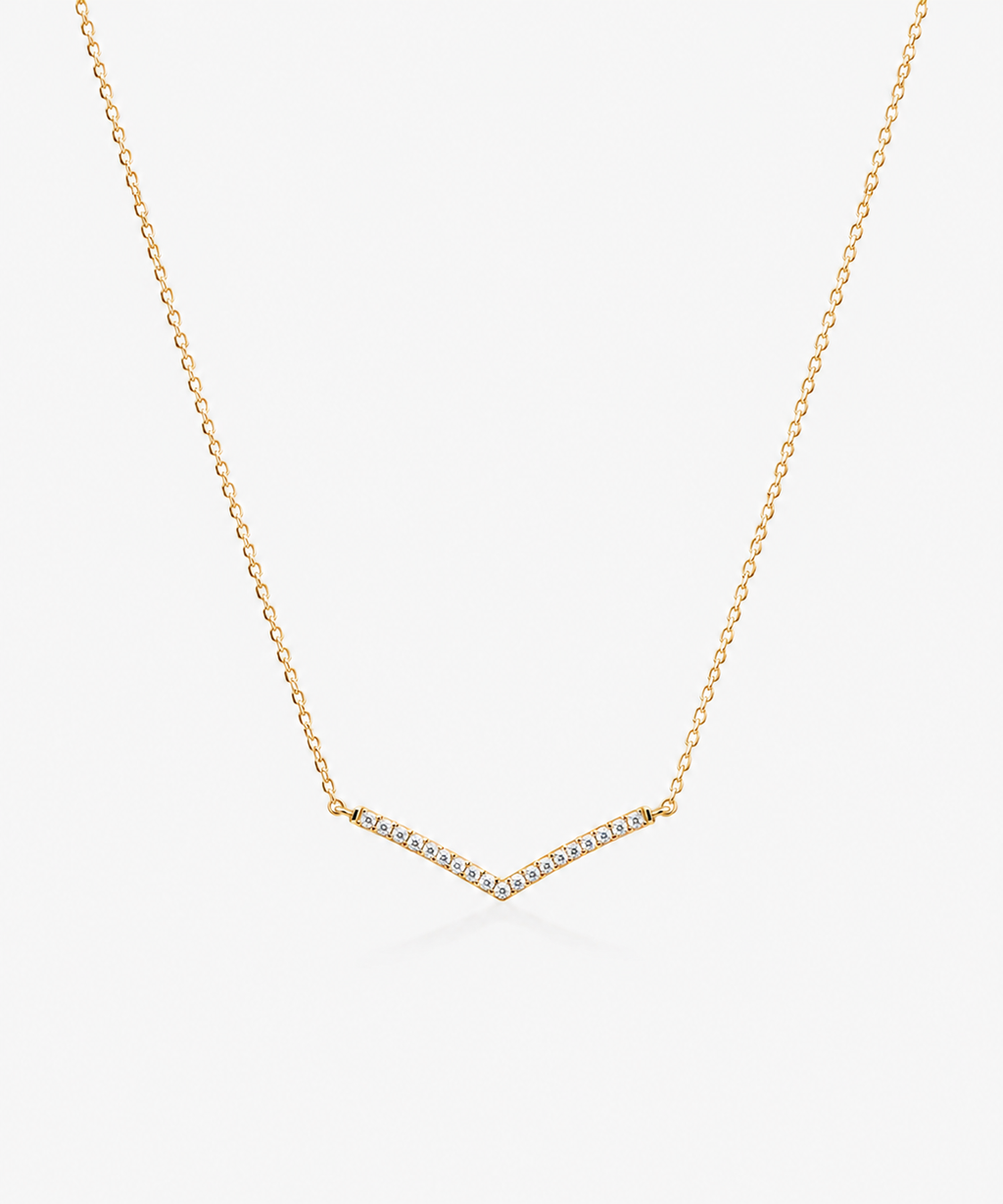 Vera Diamond Necklace - 14K Yellow White Natural Diamond