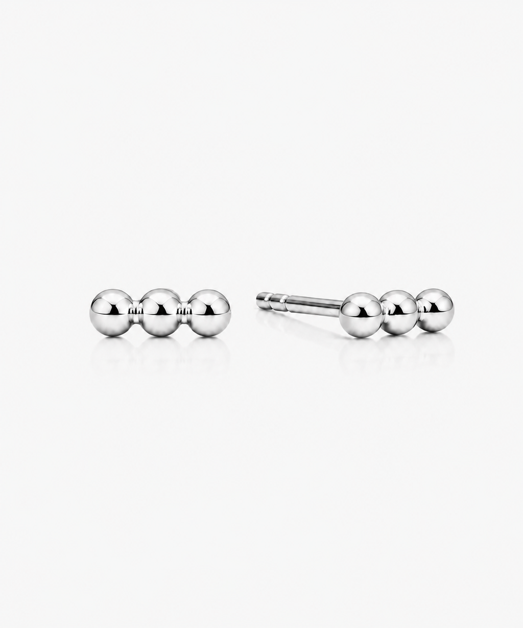 Classic Trio Studs - 14K White Gold