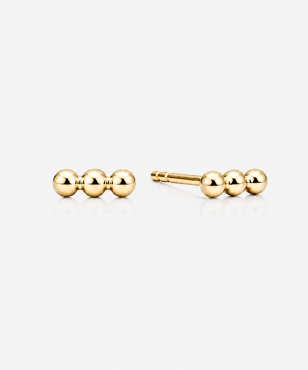 Classic Trio Studs - 14K Yellow Gold