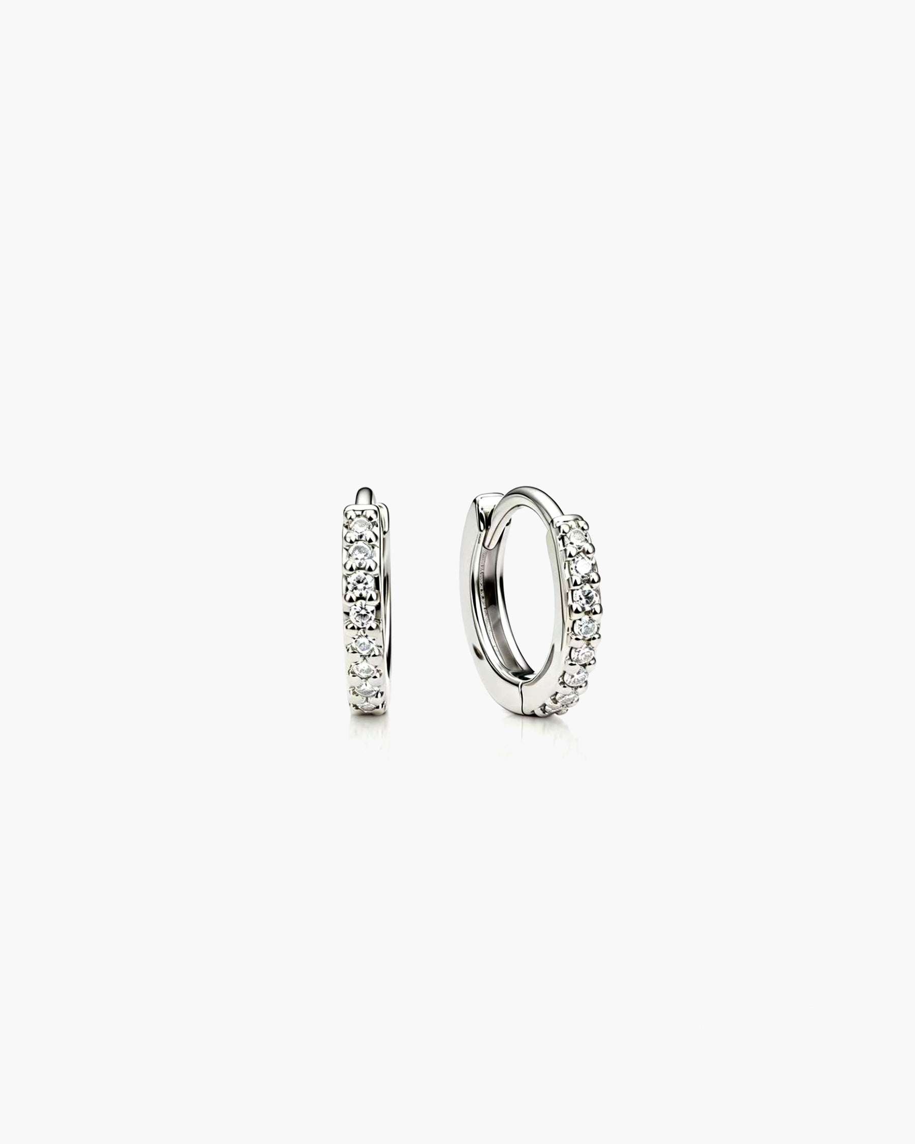 Diamond Hoops Micro - 14K White Gold Natural Diamond 