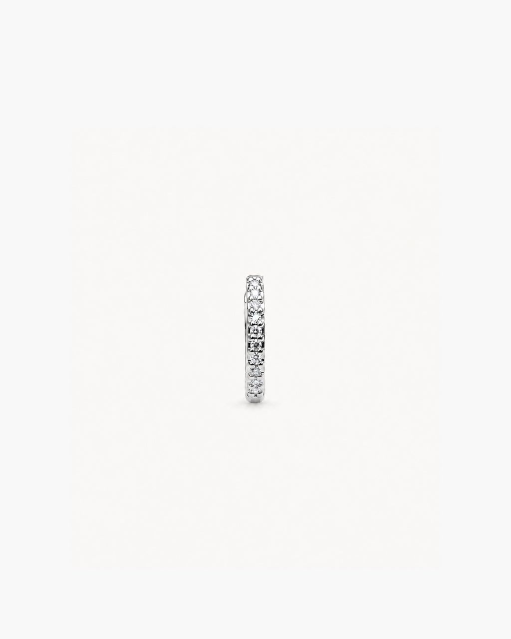 Diamond Slim Hoop Mini Single - 14K White Gold Natural Diamond Front Profile