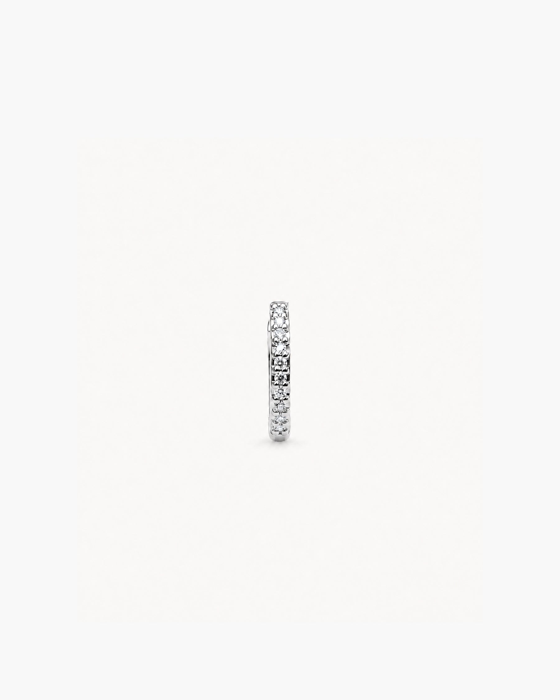 Diamond Slim Hoop Mini Single - 14K White Gold Natural Diamond Front Profile